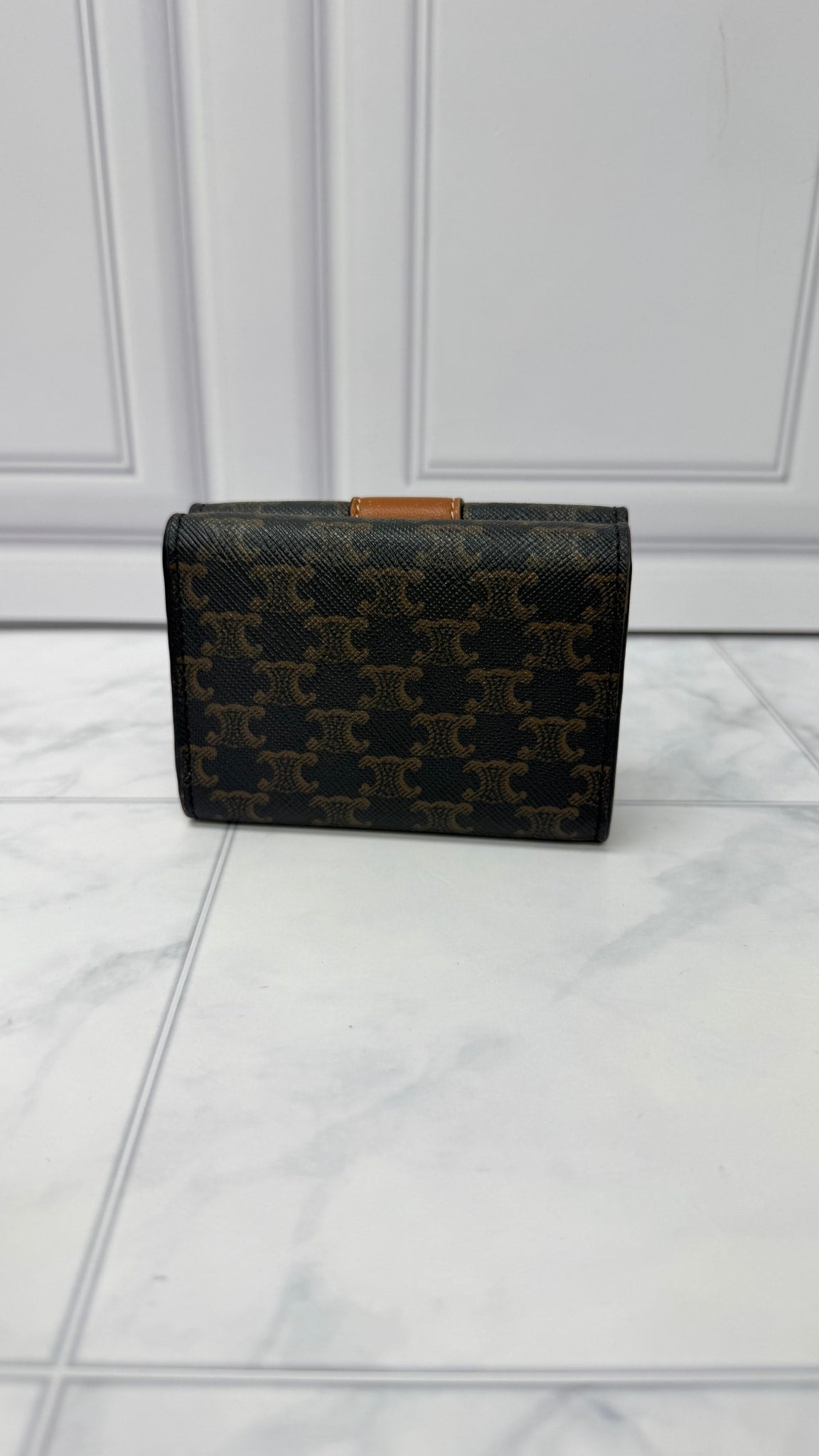 Celine Brown Canvas Small Triomphe Trifold Wallet