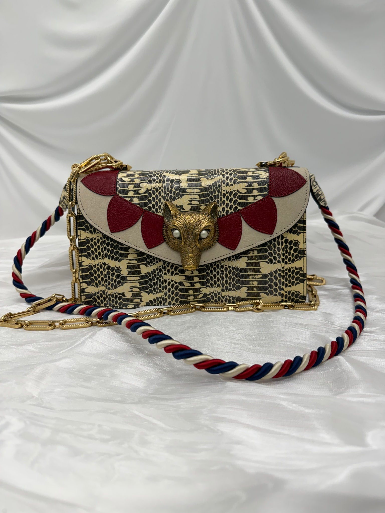 Gucci Python & Goatskin Limited Edition Fox Broche Bag