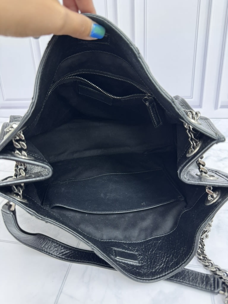 Saint Laurent YSL Black Chevron Quilted Leather Shoulder Bag