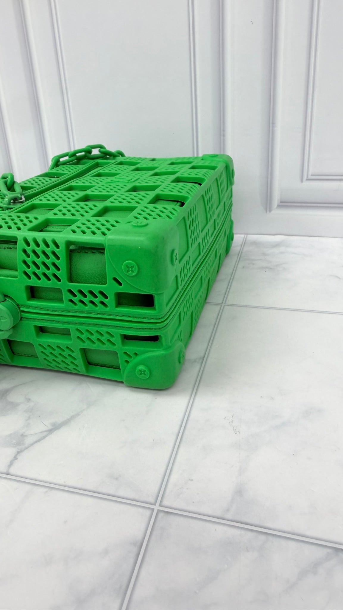 Louis Vuitton Green Rubber Mini Soft Trunk Crossbody Bag