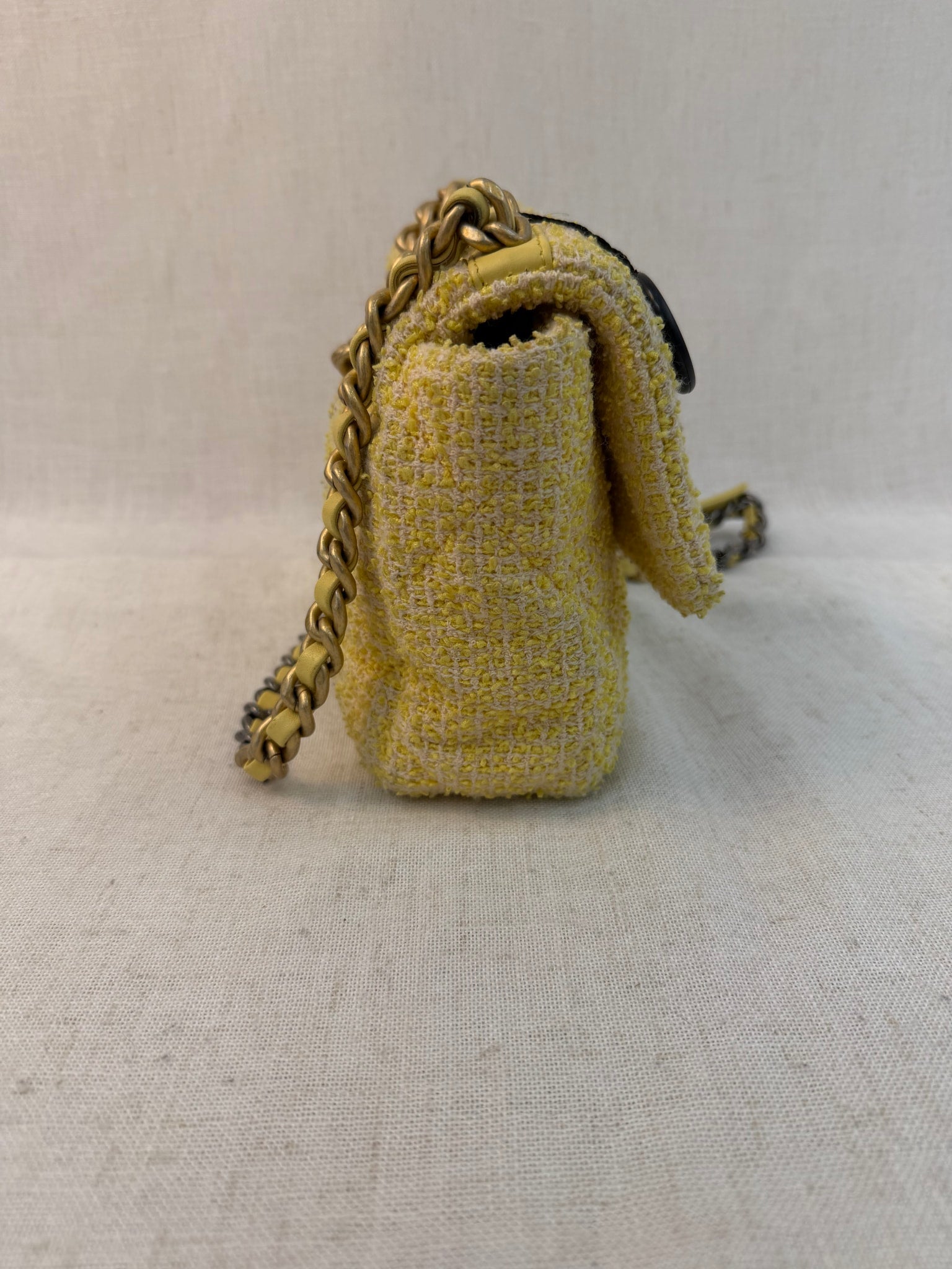 Chanel Yellow Tweed Medium Chanel 19 Flap Bag