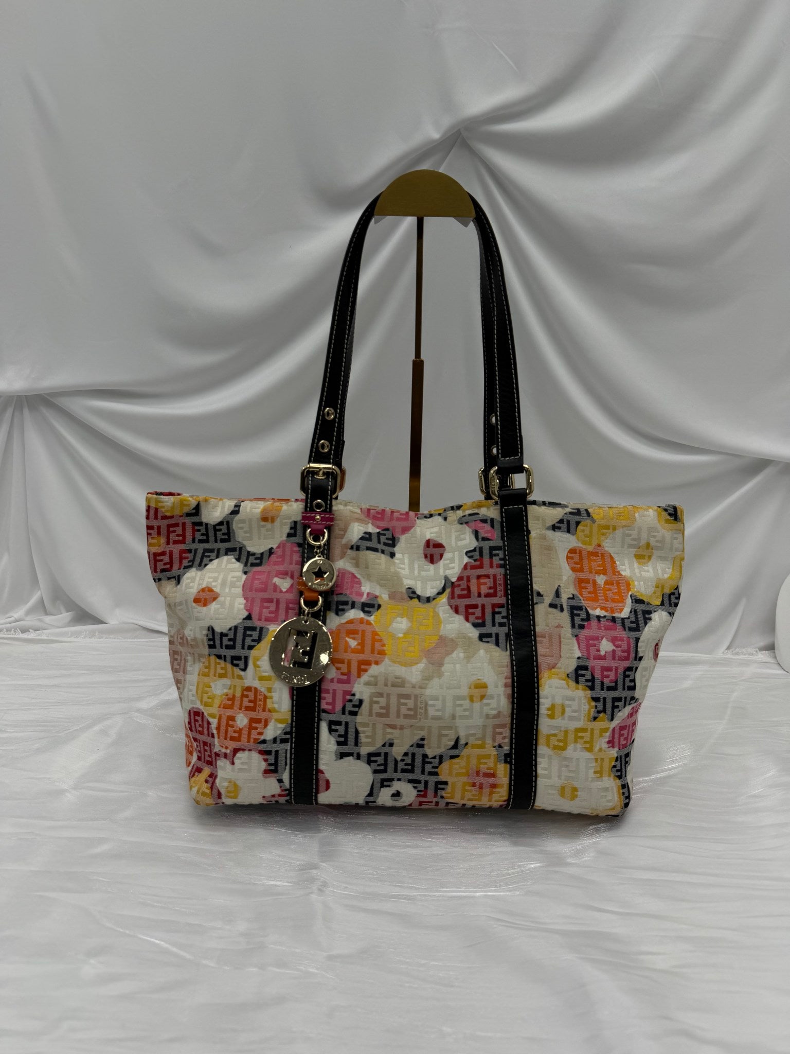Fendi Multicolor Foral Zucchino Shoulder Tote