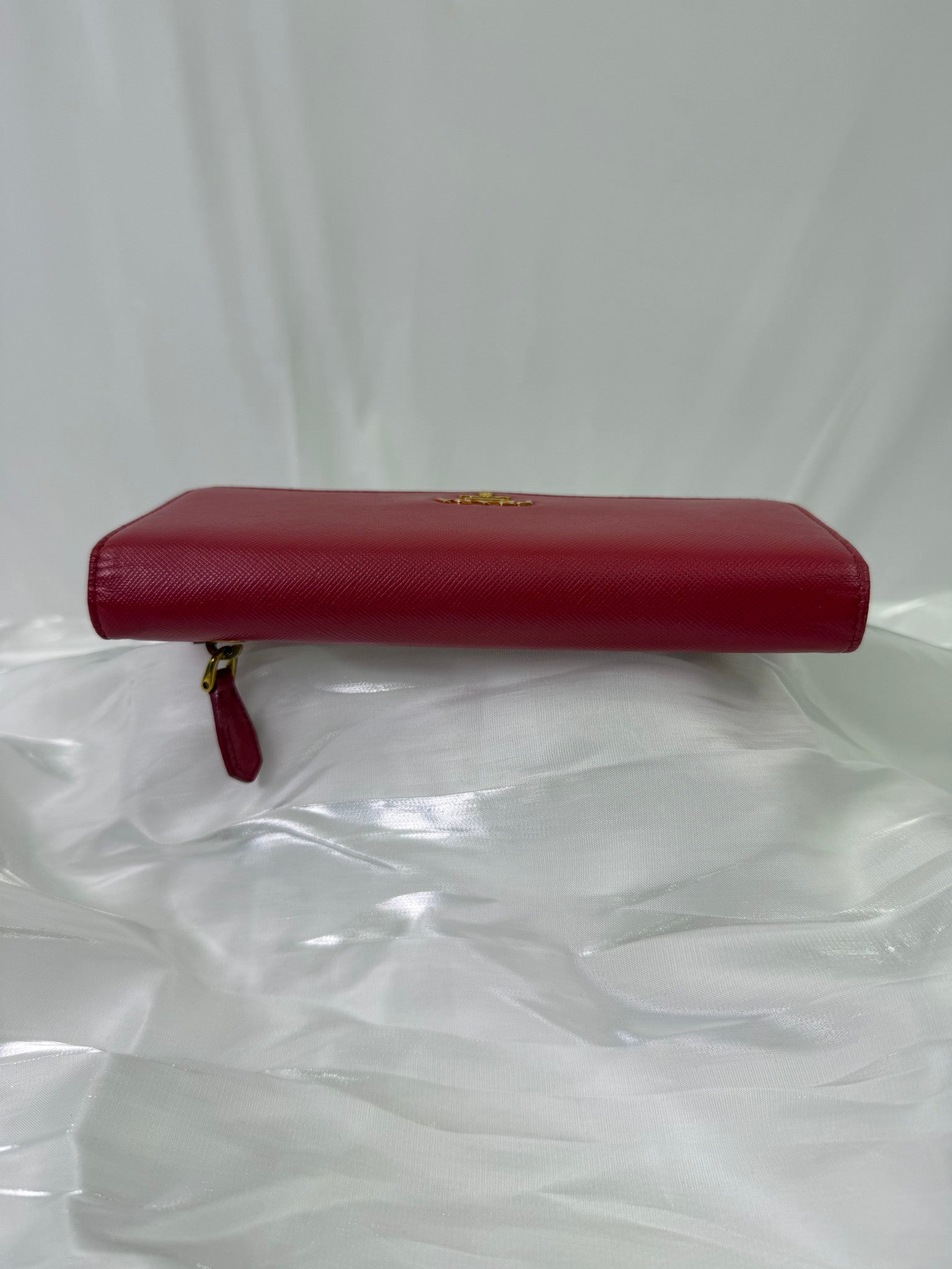 Prada Pink Saffiano Leather Long Snap Wallet