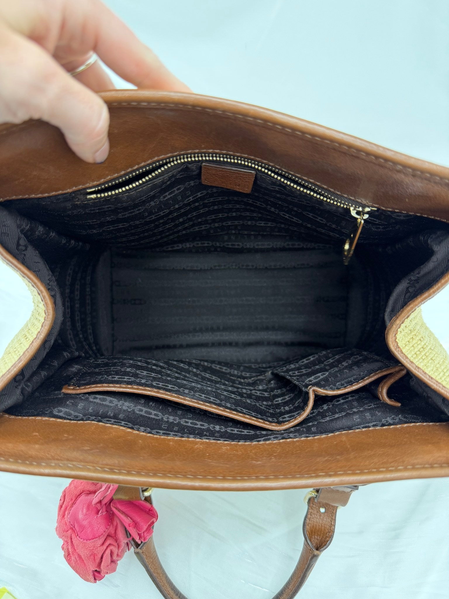 Celine Raffia & Leather Handbag