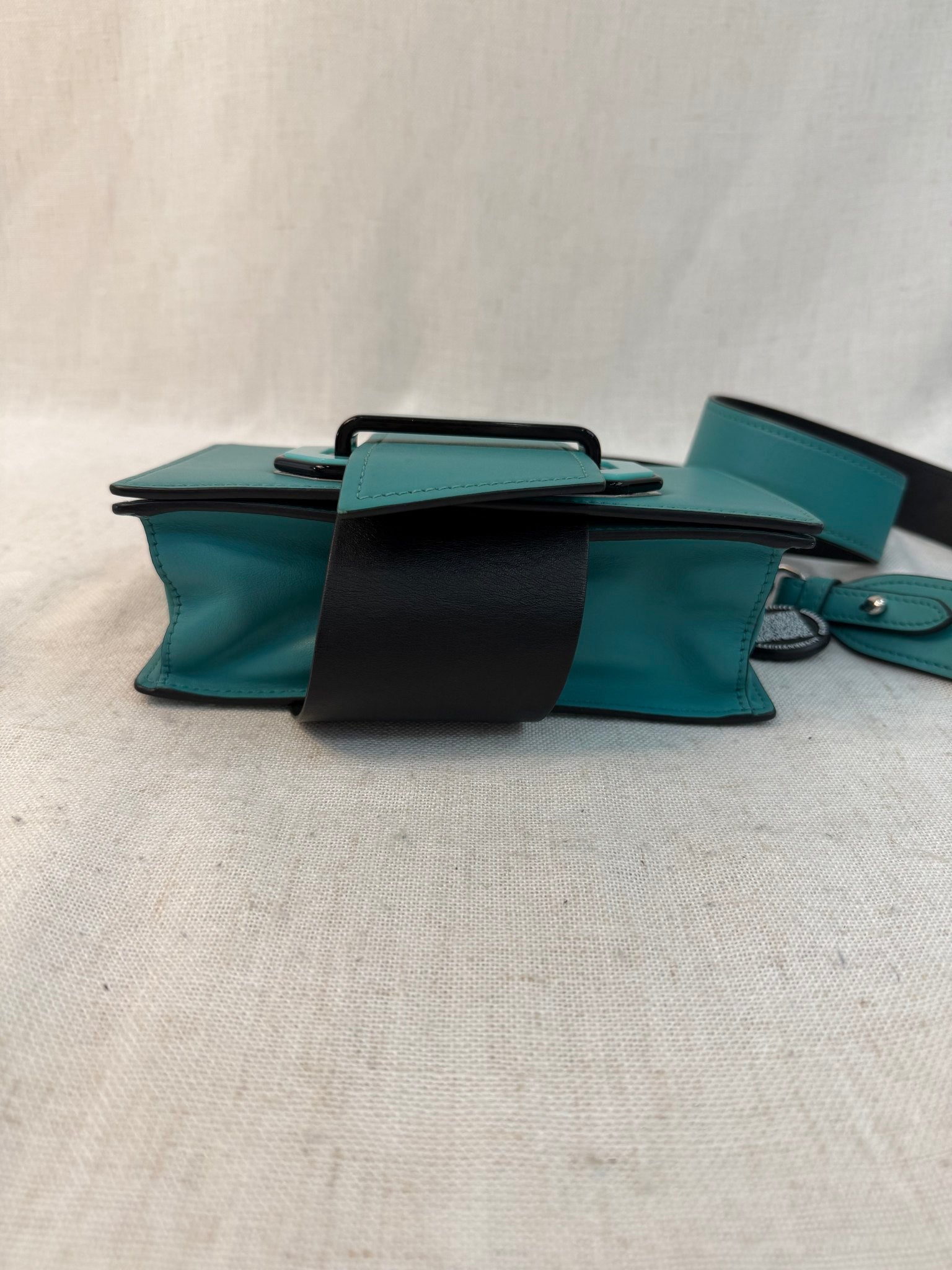 Prada Teal Leather Plex Ribbon Shoulder Bag