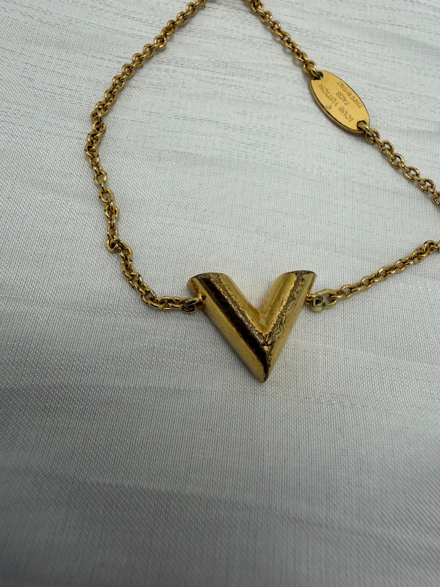 Louis Vuitton Gold Tone Essential V Bracelet