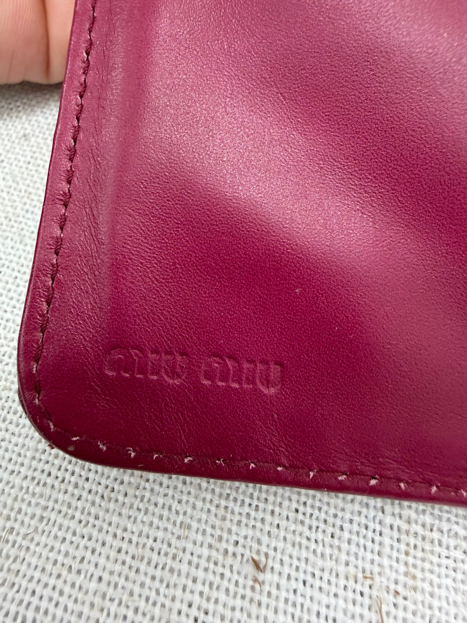 Miu Miu Dark Pink Crocodile Embossed Kiss Lock Wallet