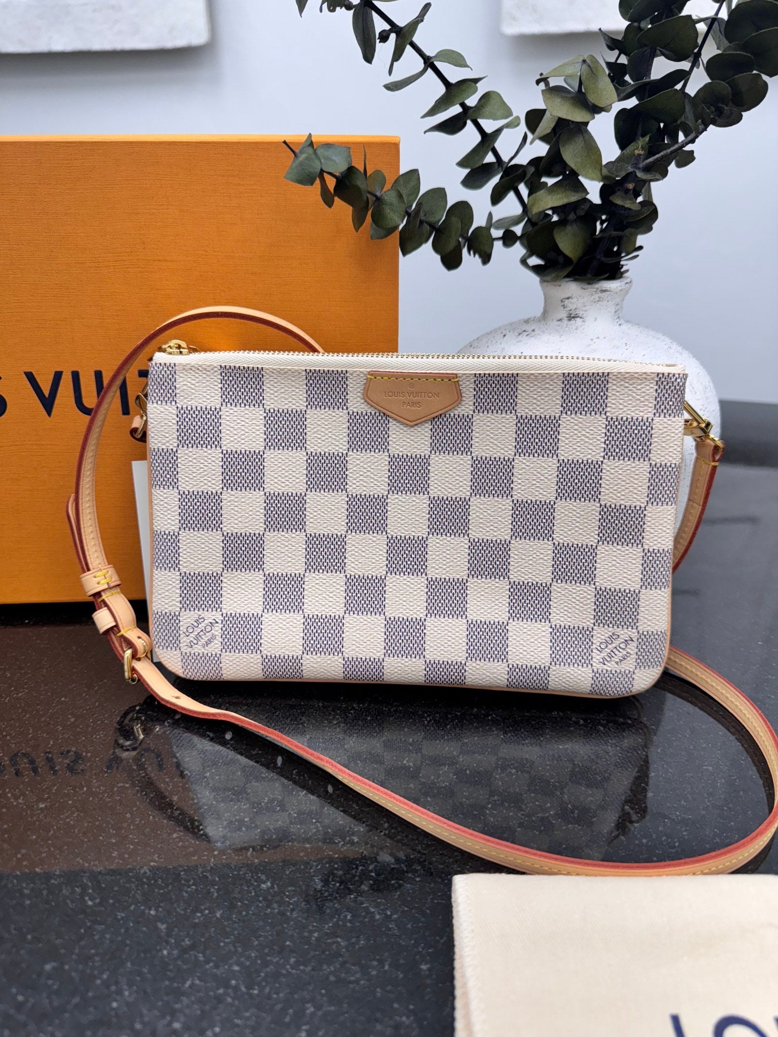 Louis Vuitton Damier Azur Double Zip Pochette