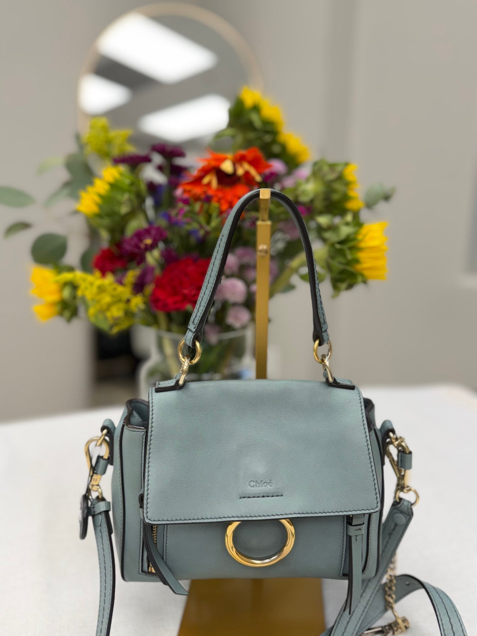 Chloe Cloudy Blue Leather Faye Day Handbag