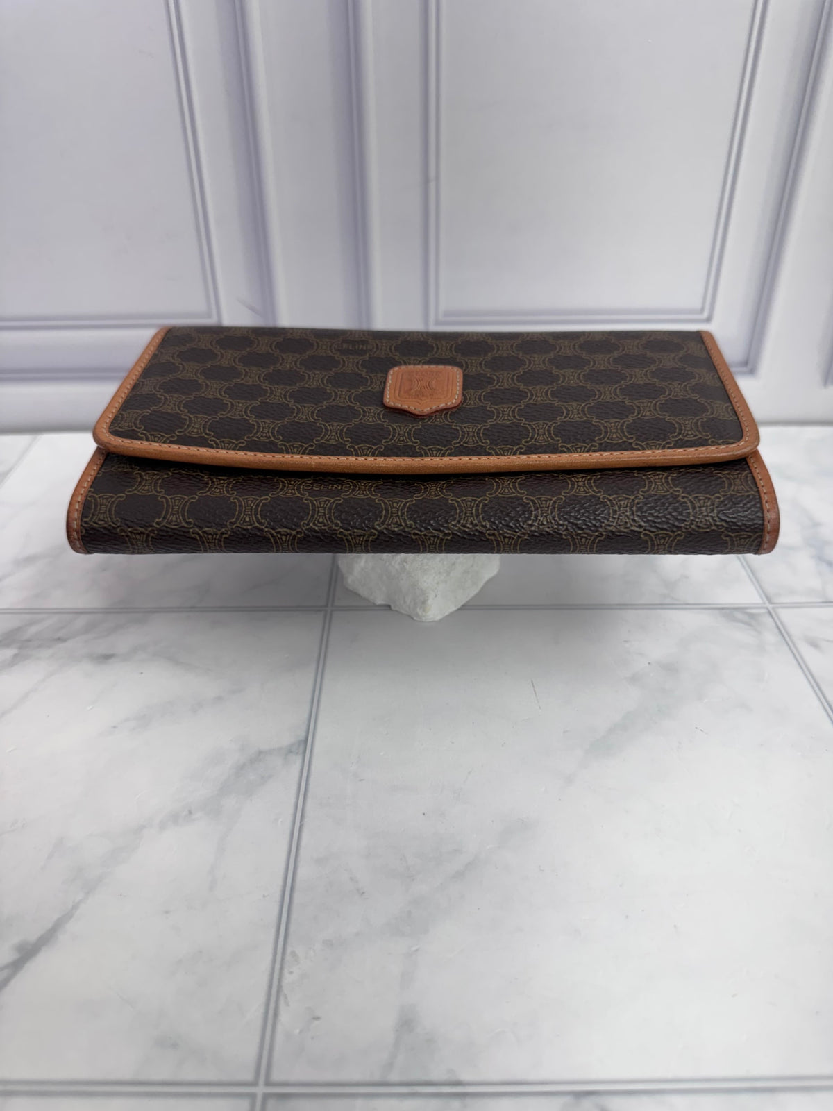 Celine Brown Macadam Coated Canvas Long Wallet