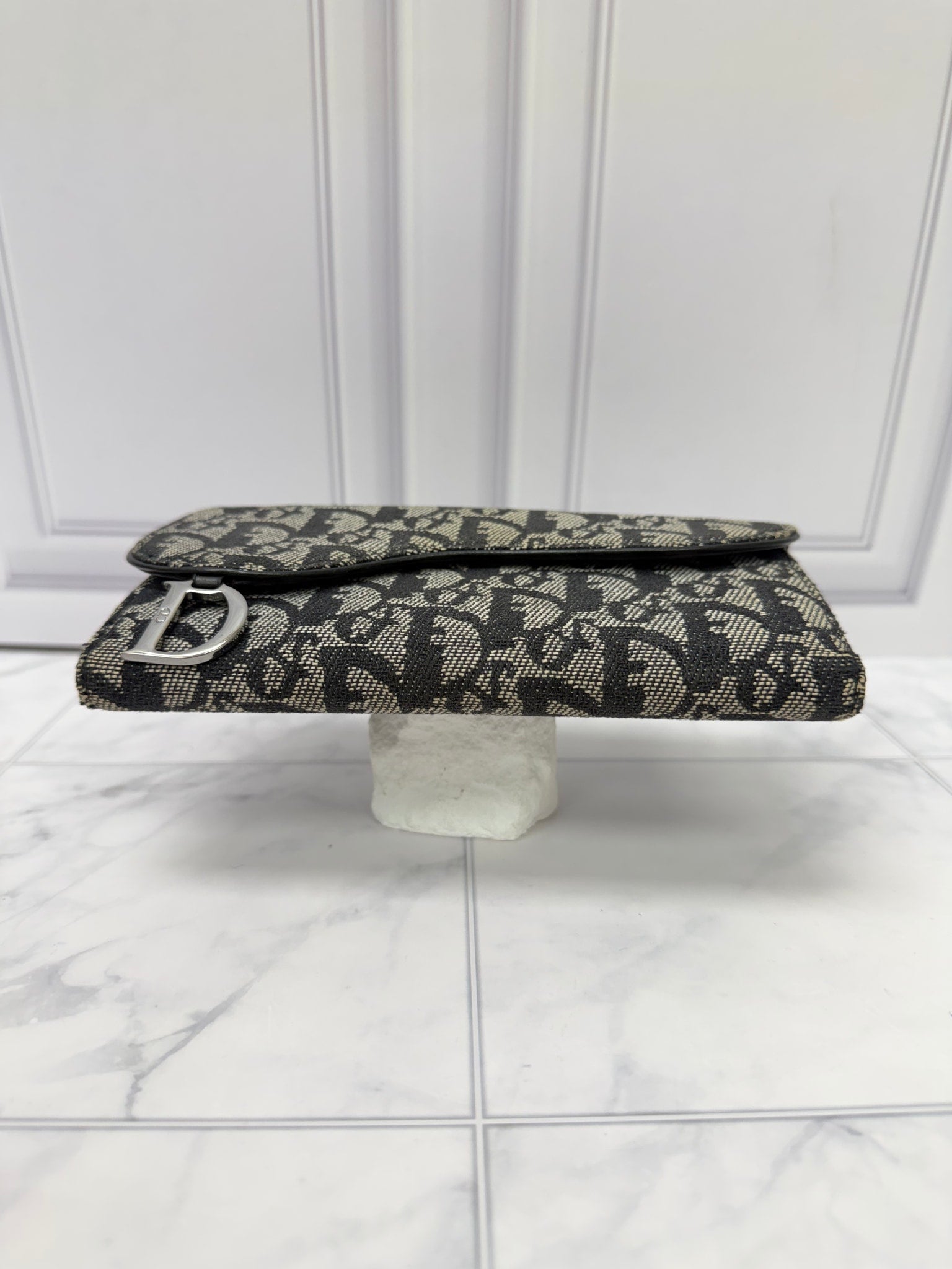 Christian Dior Black Trotter Canvas Saddle Wallet