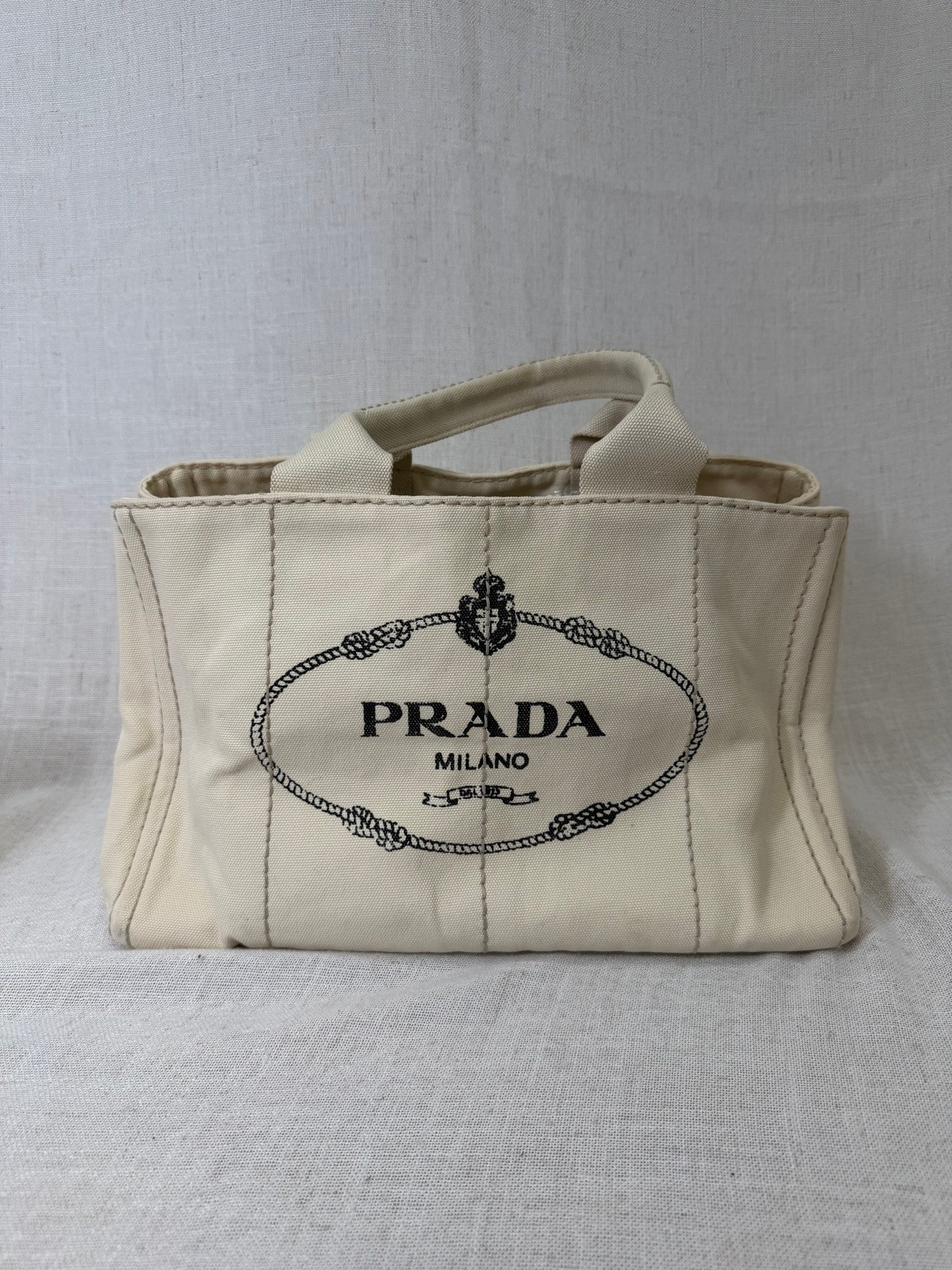 Prada Cream Canvas Medium Canapa Tote