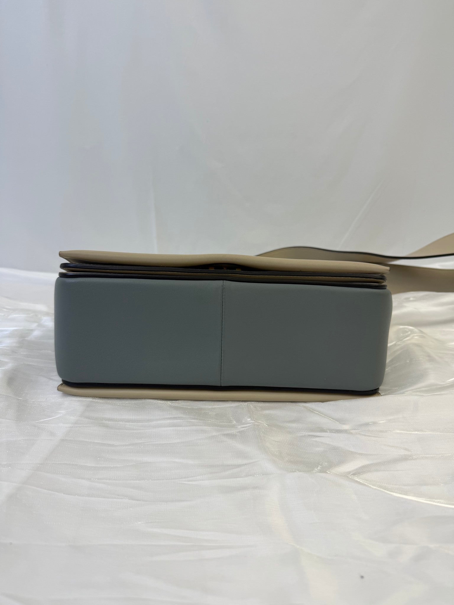 Celine Beige And Gray Leather Frame Shoulder Bag