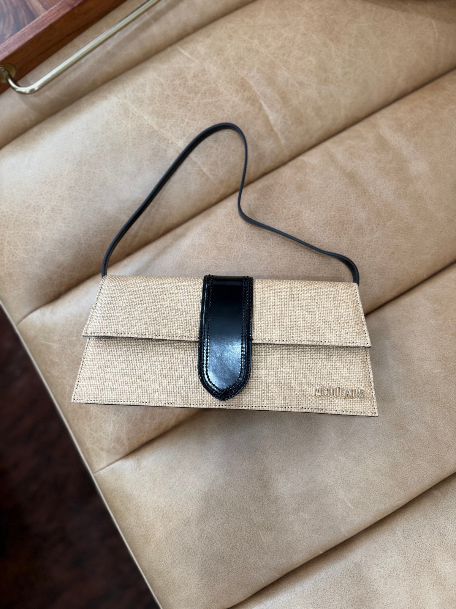 LIKE NEW- Jacquemus Beige Raffia Le Bambino Shoulder Bag