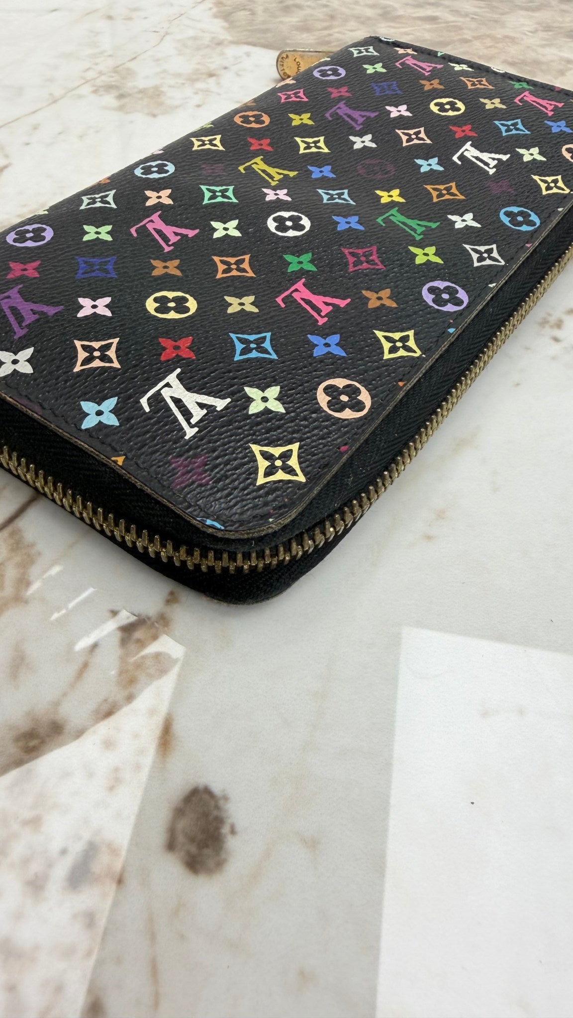 Louis Vuitton Black Multicolor Monogram Zippy Wallet
