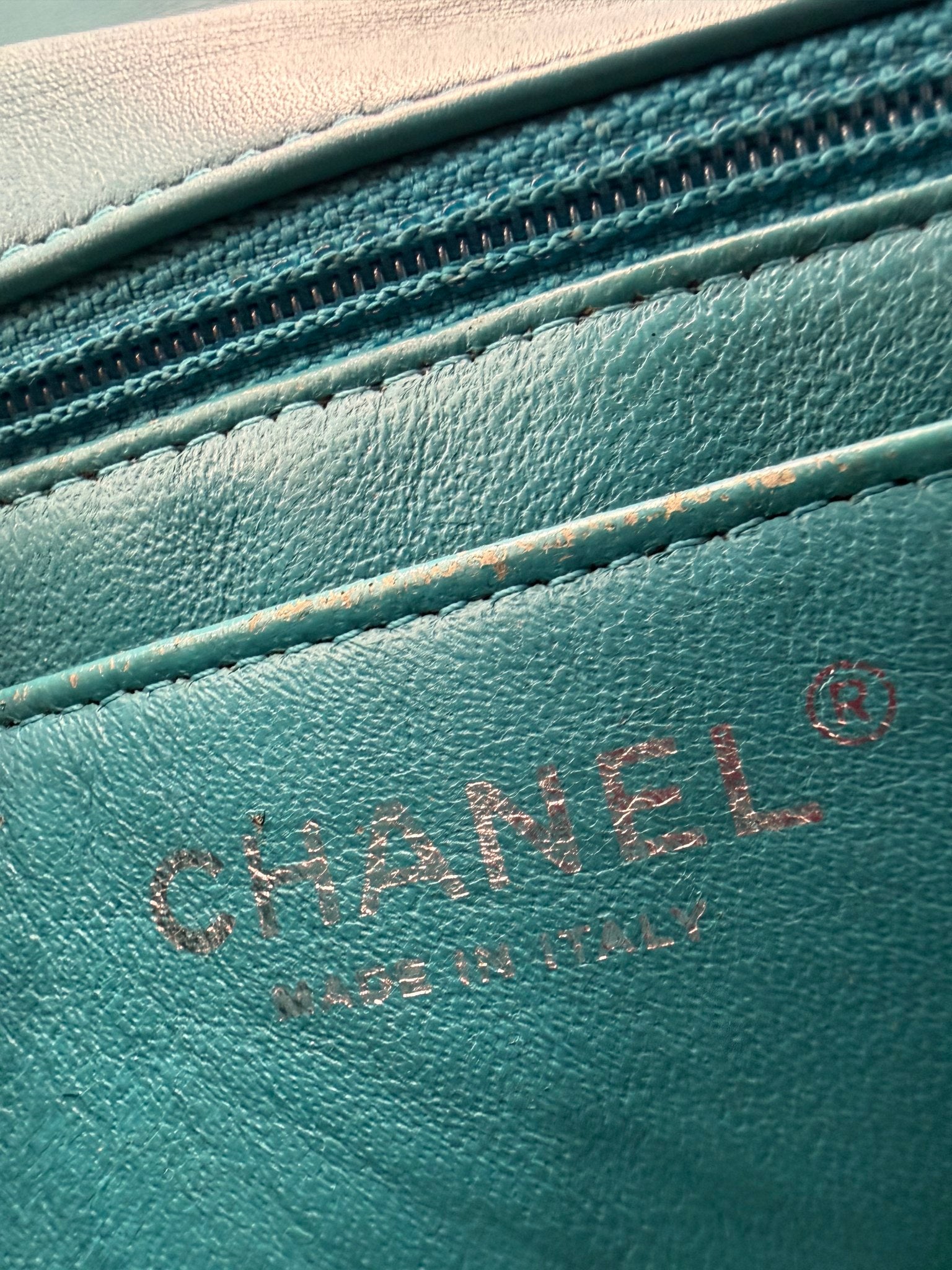 Chanel Teal Quilted Patent Leather Mini Flap Bag