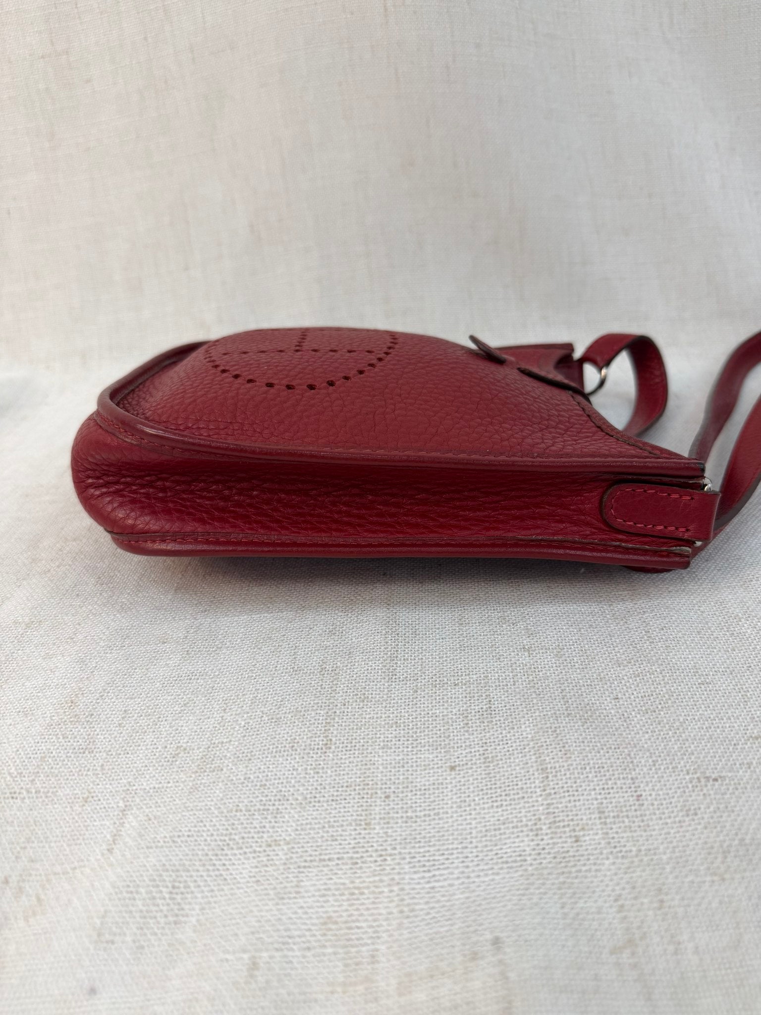 Hermes Red Leather Rouge H Evelyn Mini Bag