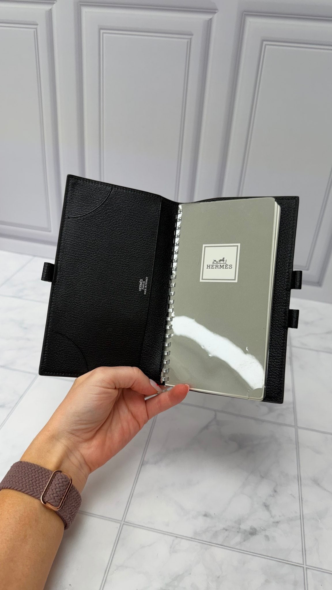 Hermes Black Leather Passport Agenda