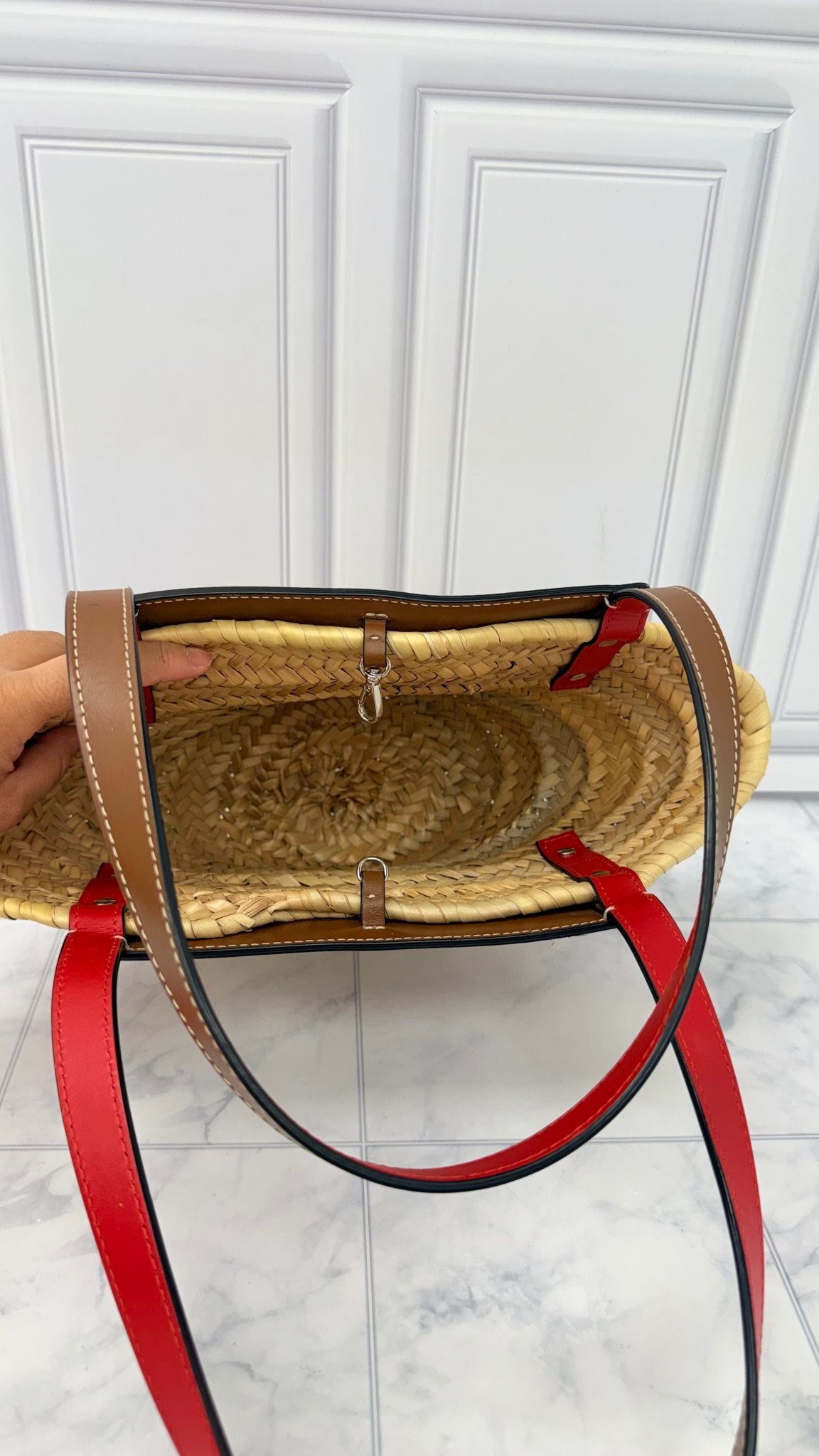 Christian Louboutin Natural Straw Loubishore Small Tote Bag