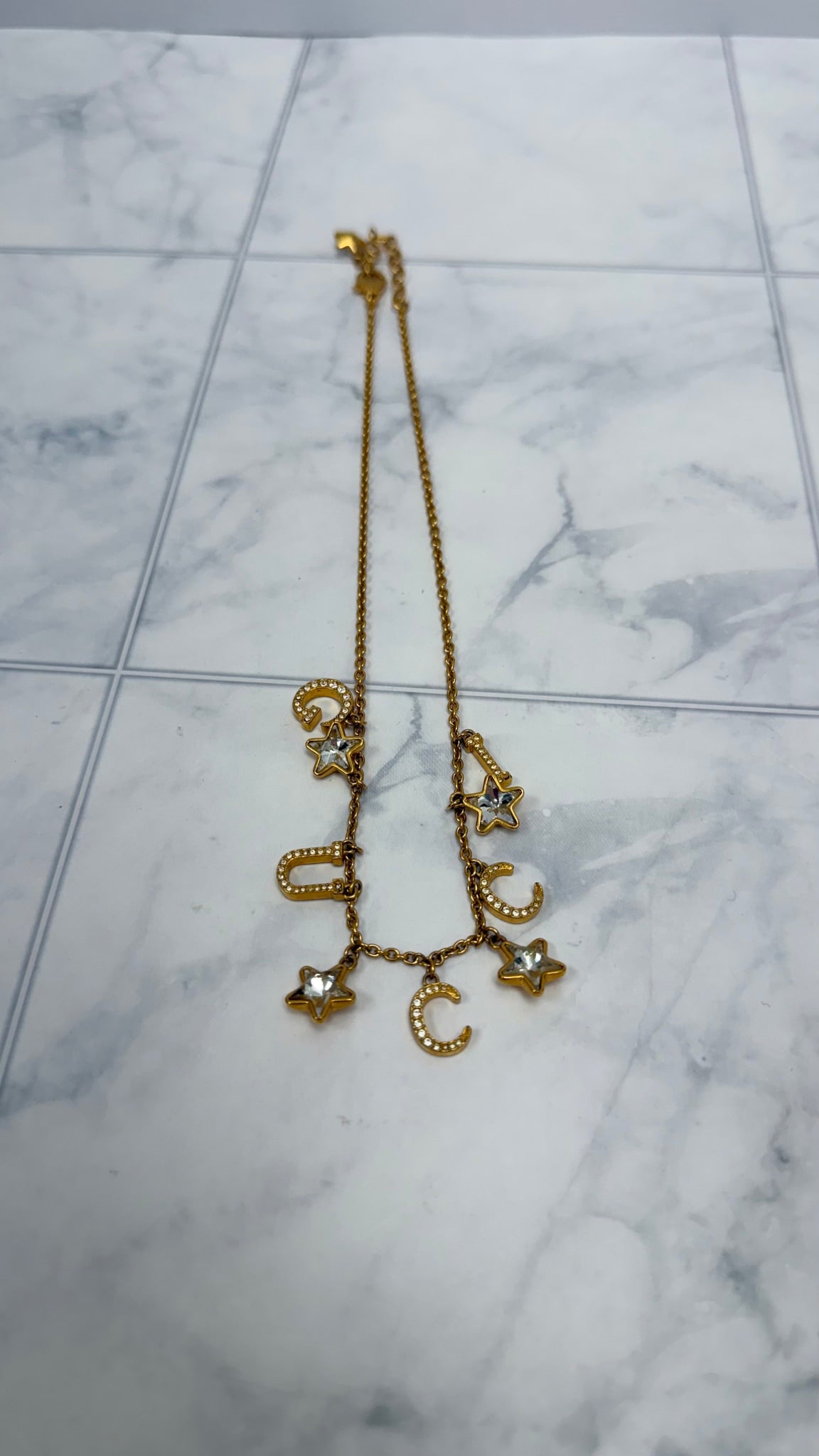 Gucci Vintage Gold Tone "Gucci Star" Necklace