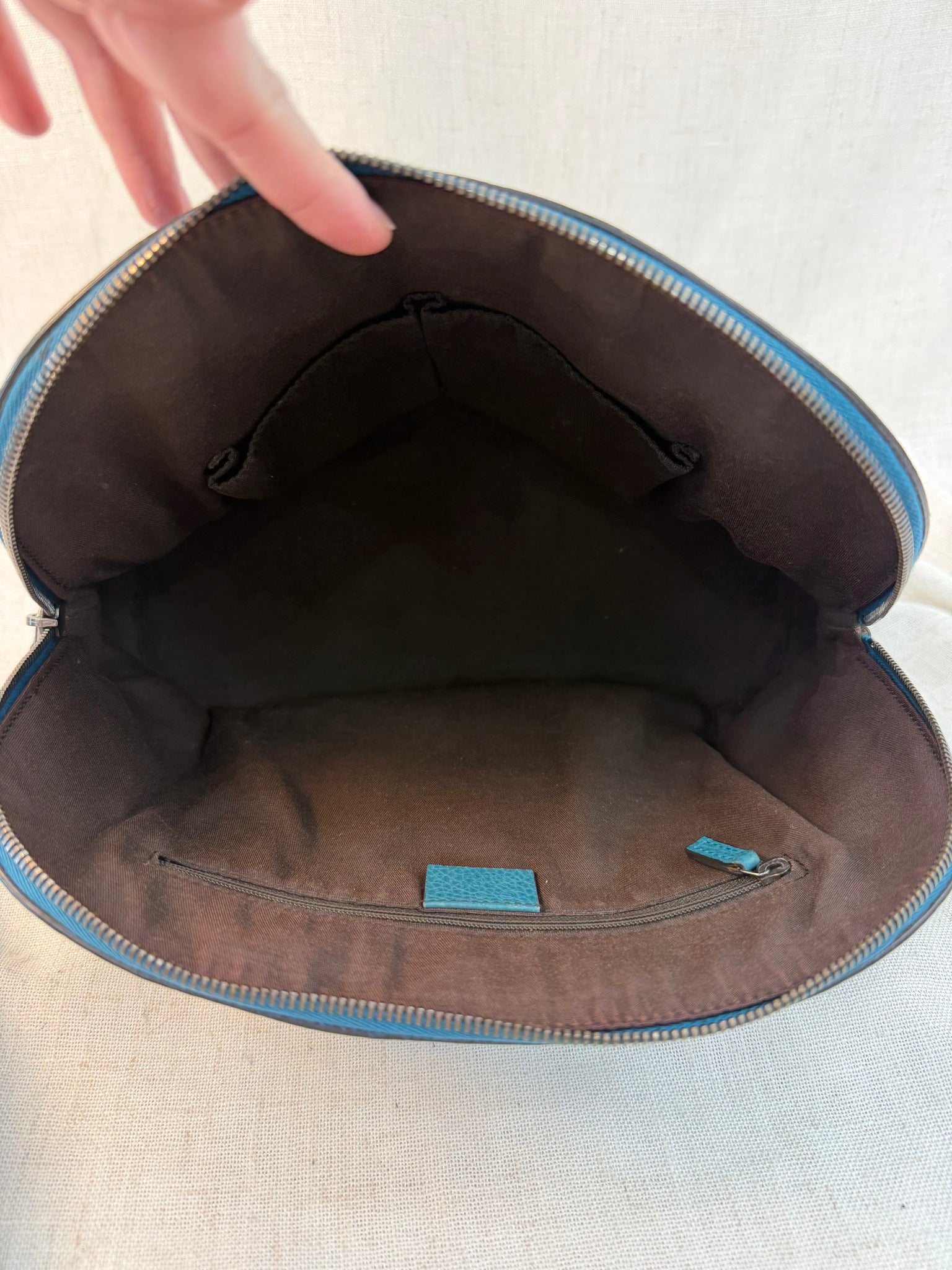 Gucci Dark Teal Leather Medium Web Dome Handbag