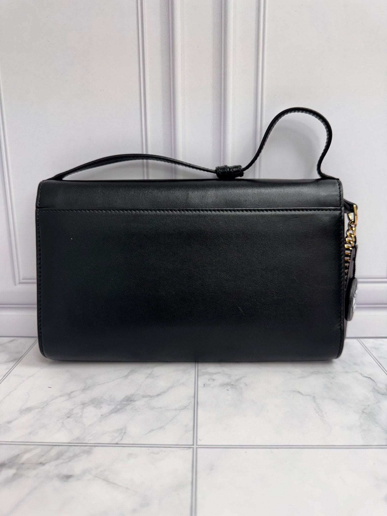 Gucci Black Leather Zumi Chain Shoulder Bag