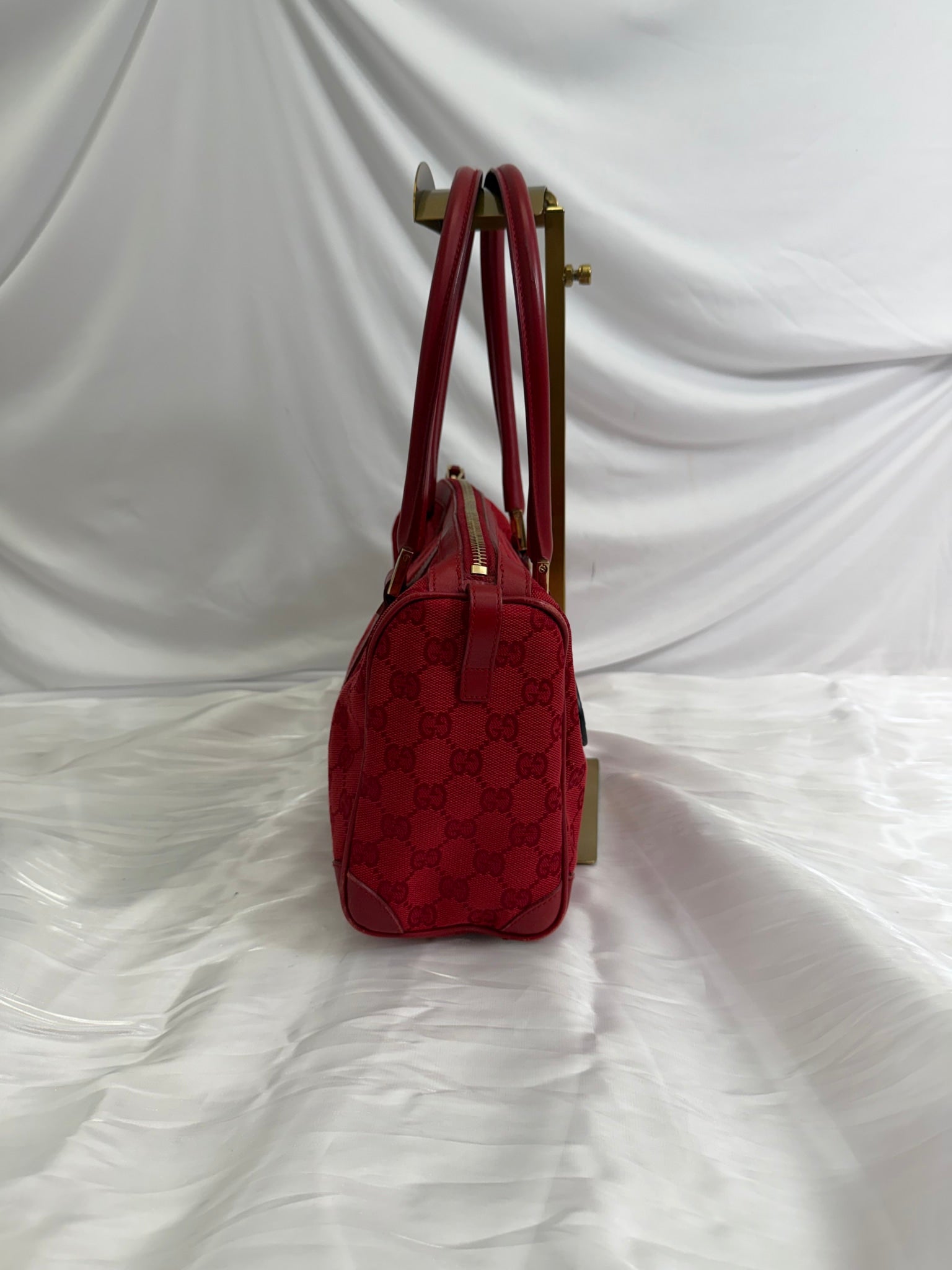 Gucci GG Red Canvas Small Boston Bag