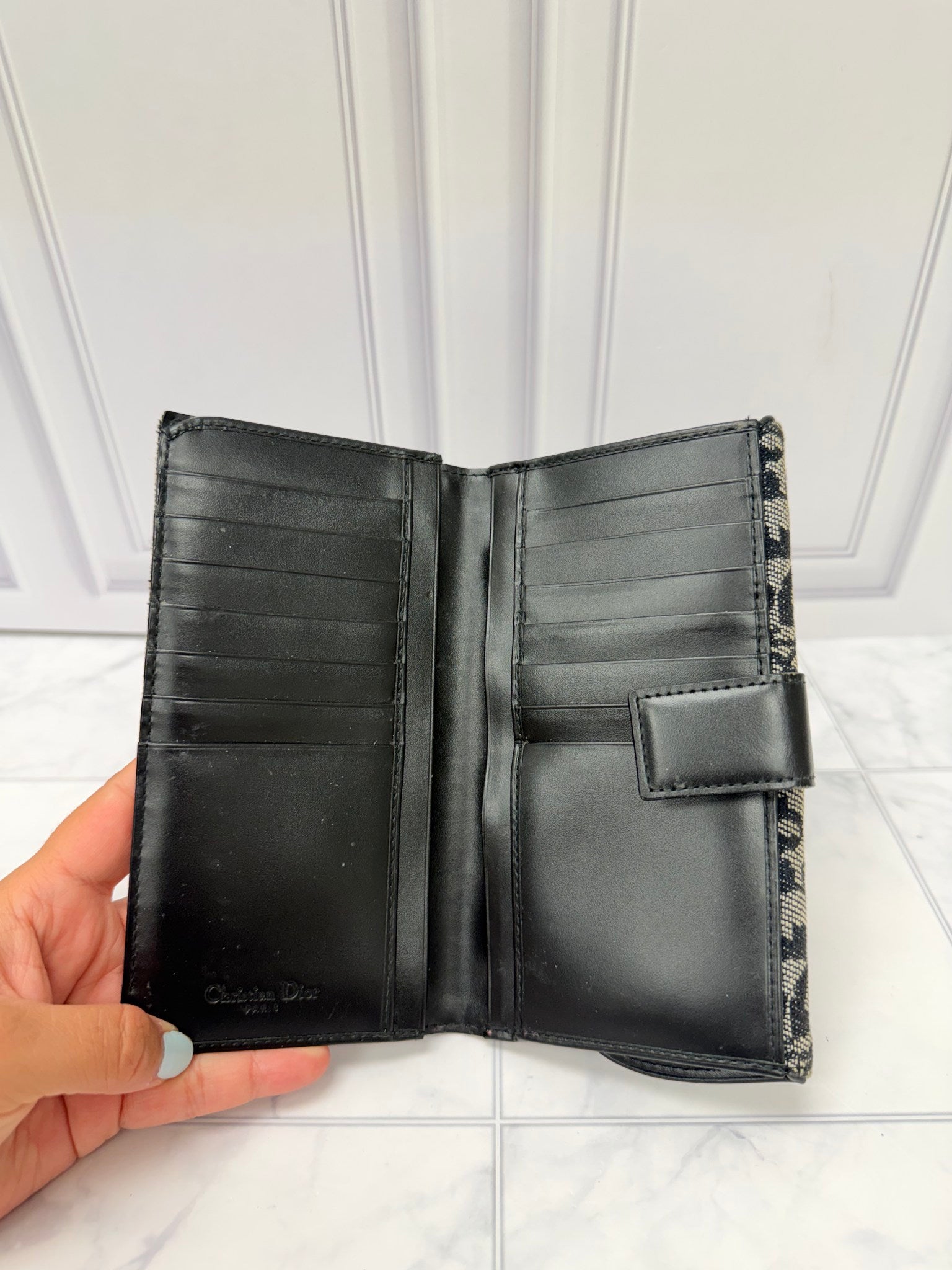 Christian Dior Black Trotter Canvas Saddle Wallet
