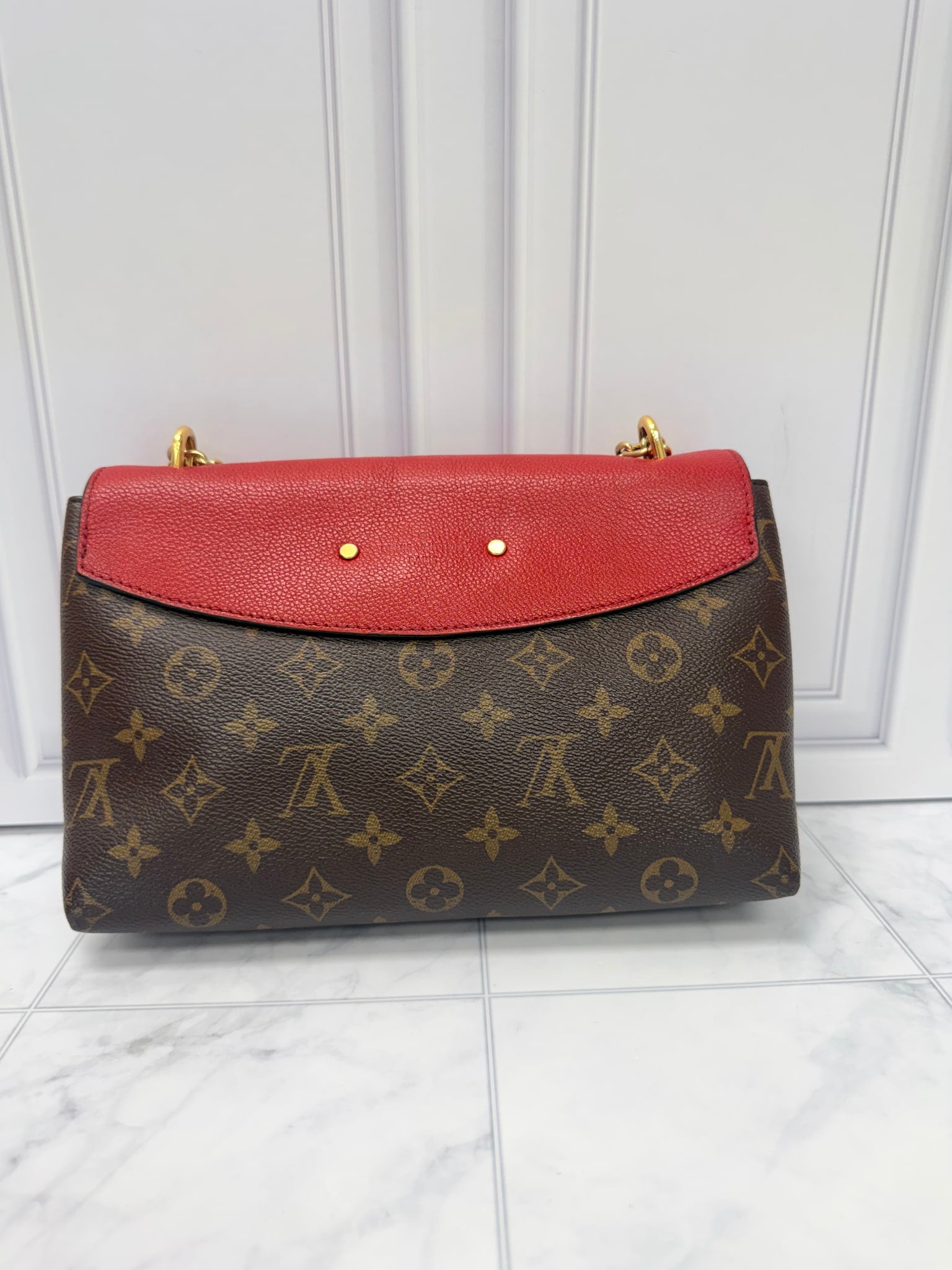 Louis Vuitton Monogram Red Leather Saint Placide Shoulder Bag