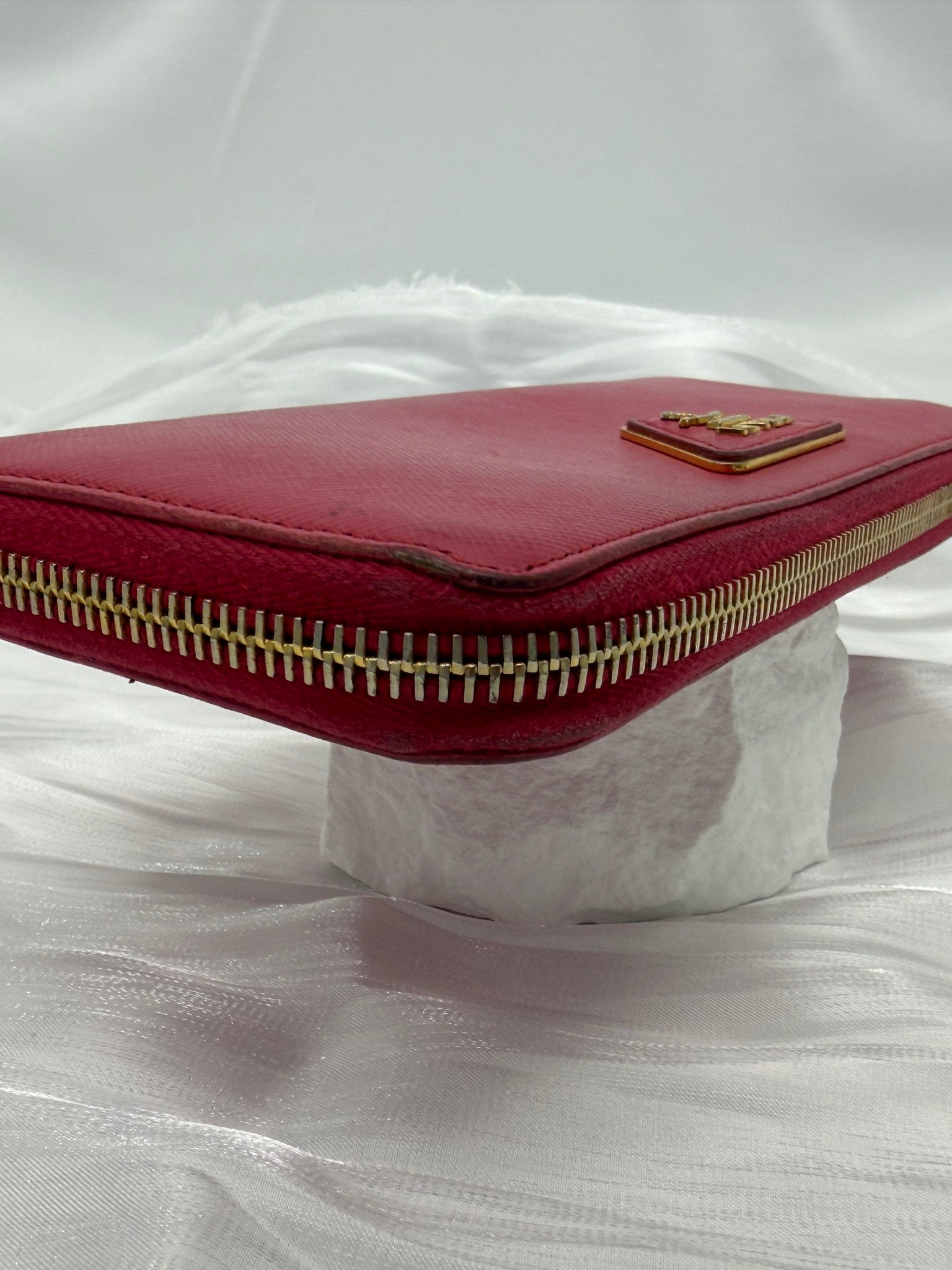 Prada Pink Saffiano Leather Zippy Wallet