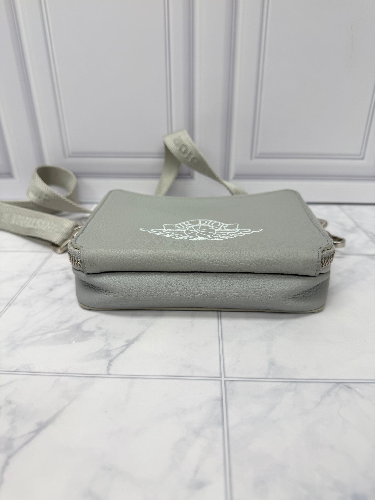 Christian Dior x Jordan Grey Grained Leather Wings Crossbody Bag