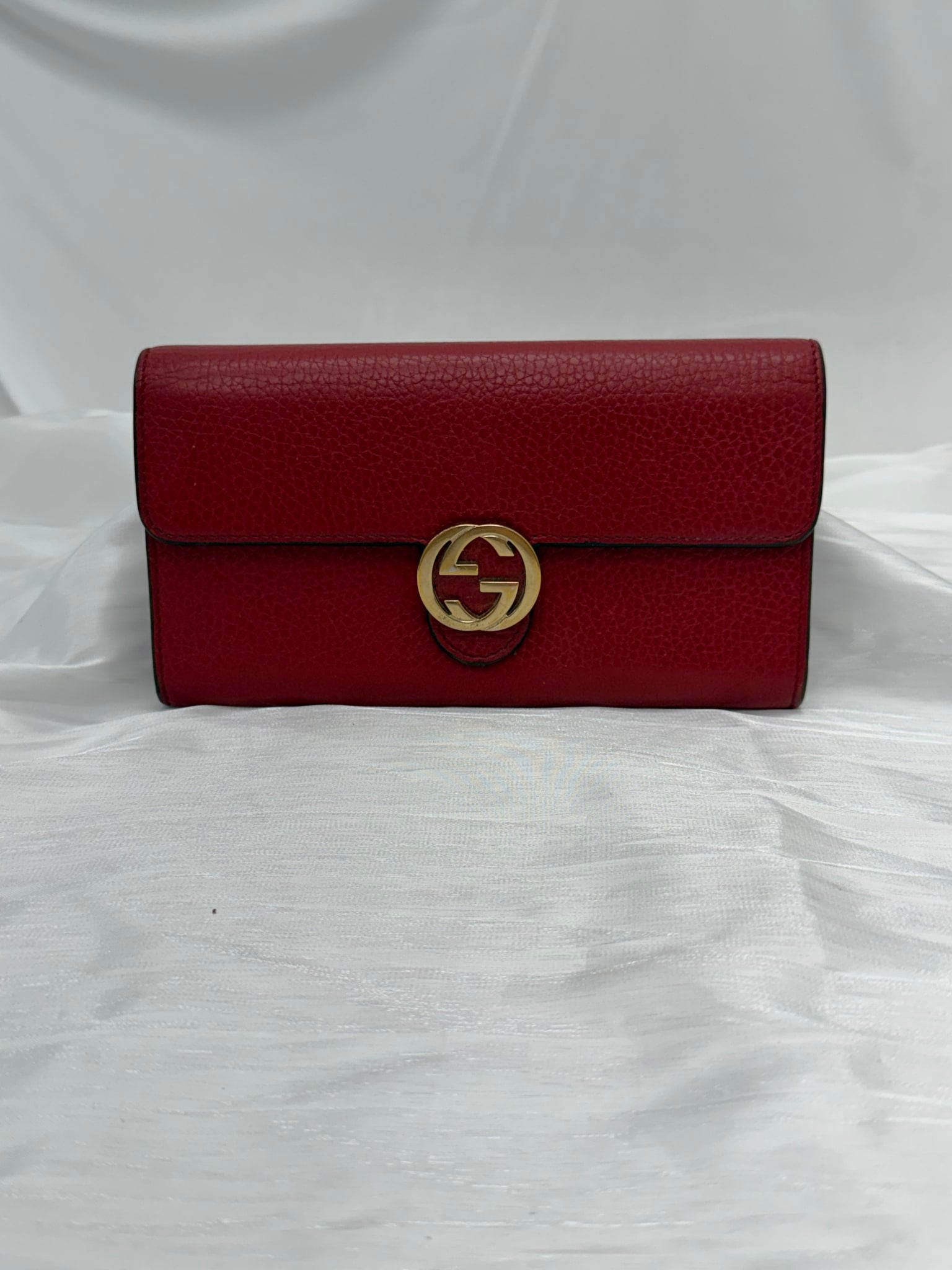 Gucci Red Leather Interlocking G Long Wallet