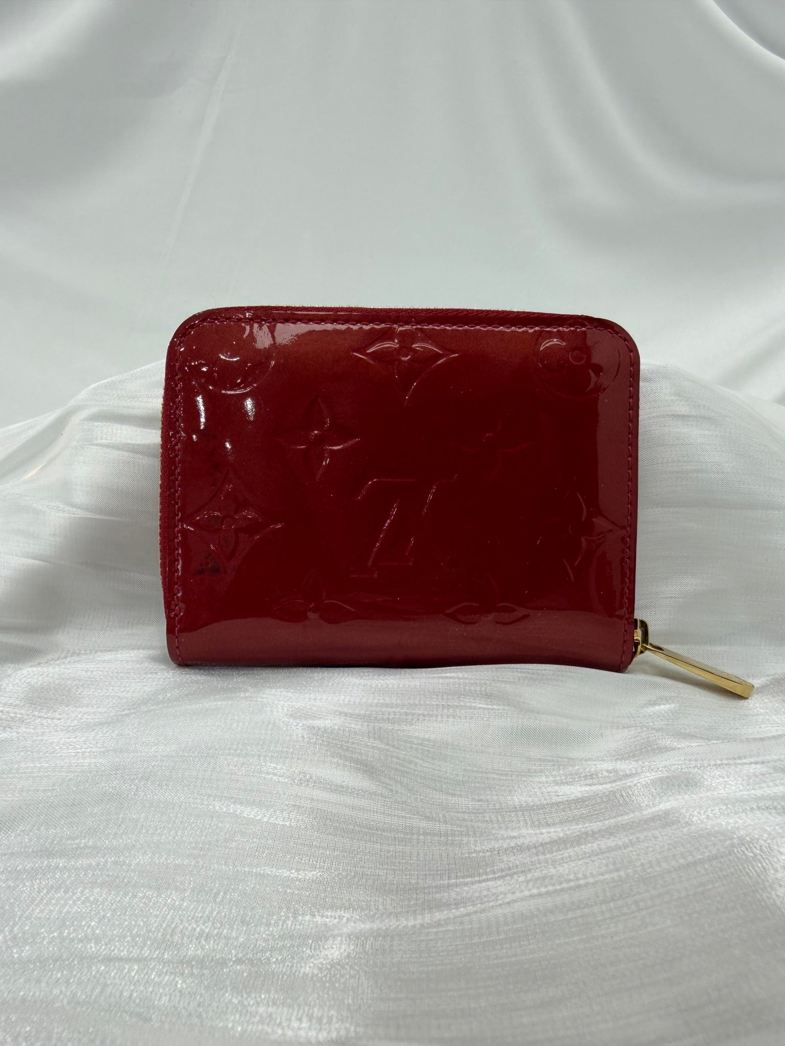 Louis Vuitton Red Vernis Compact Zippy Wallet