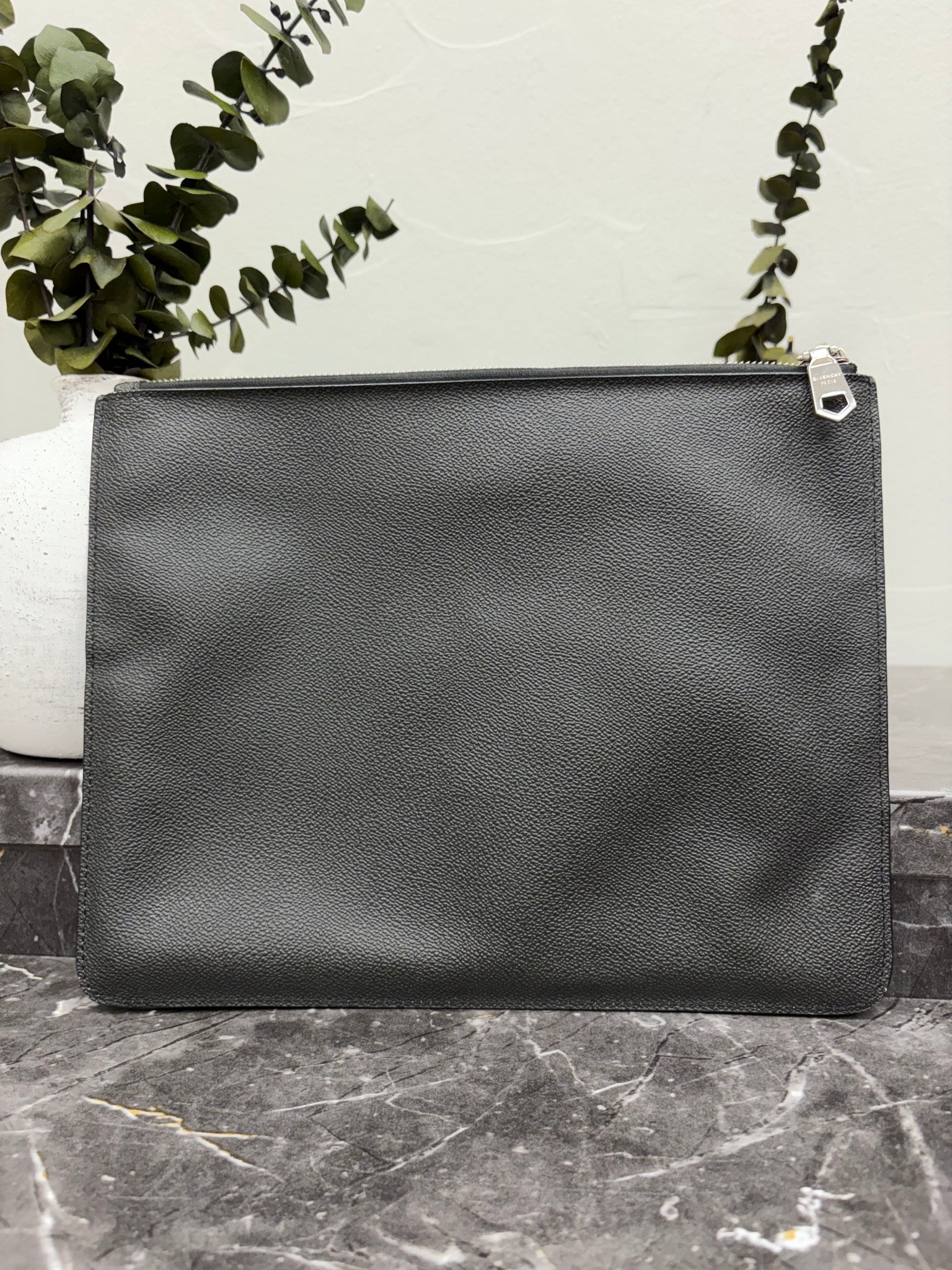 Givenchy Black Leather Rottweiler Clutch