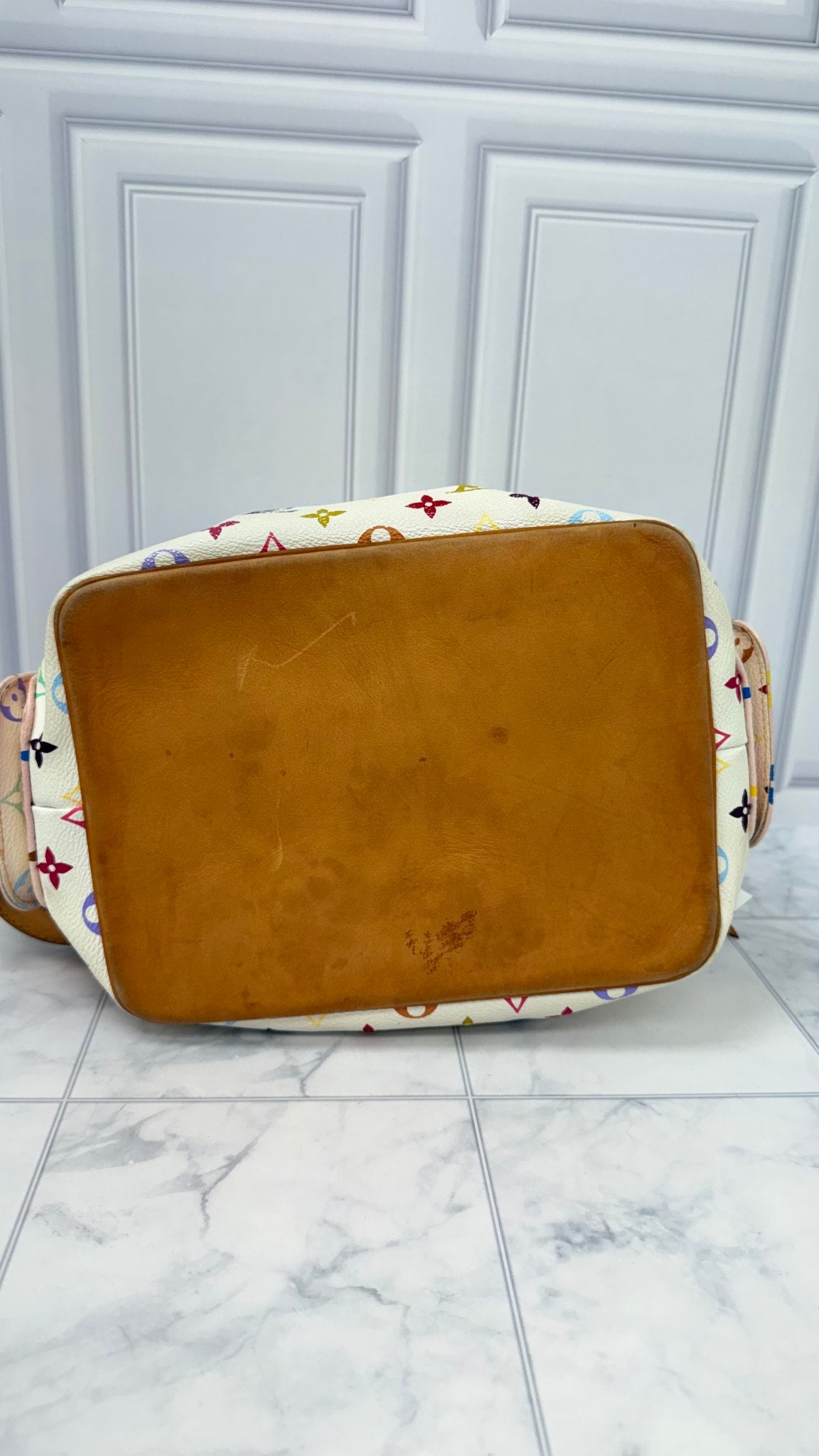 Louis Vuitton White Multicolor Monogram Petit Noe Bucket Shoulder Bag