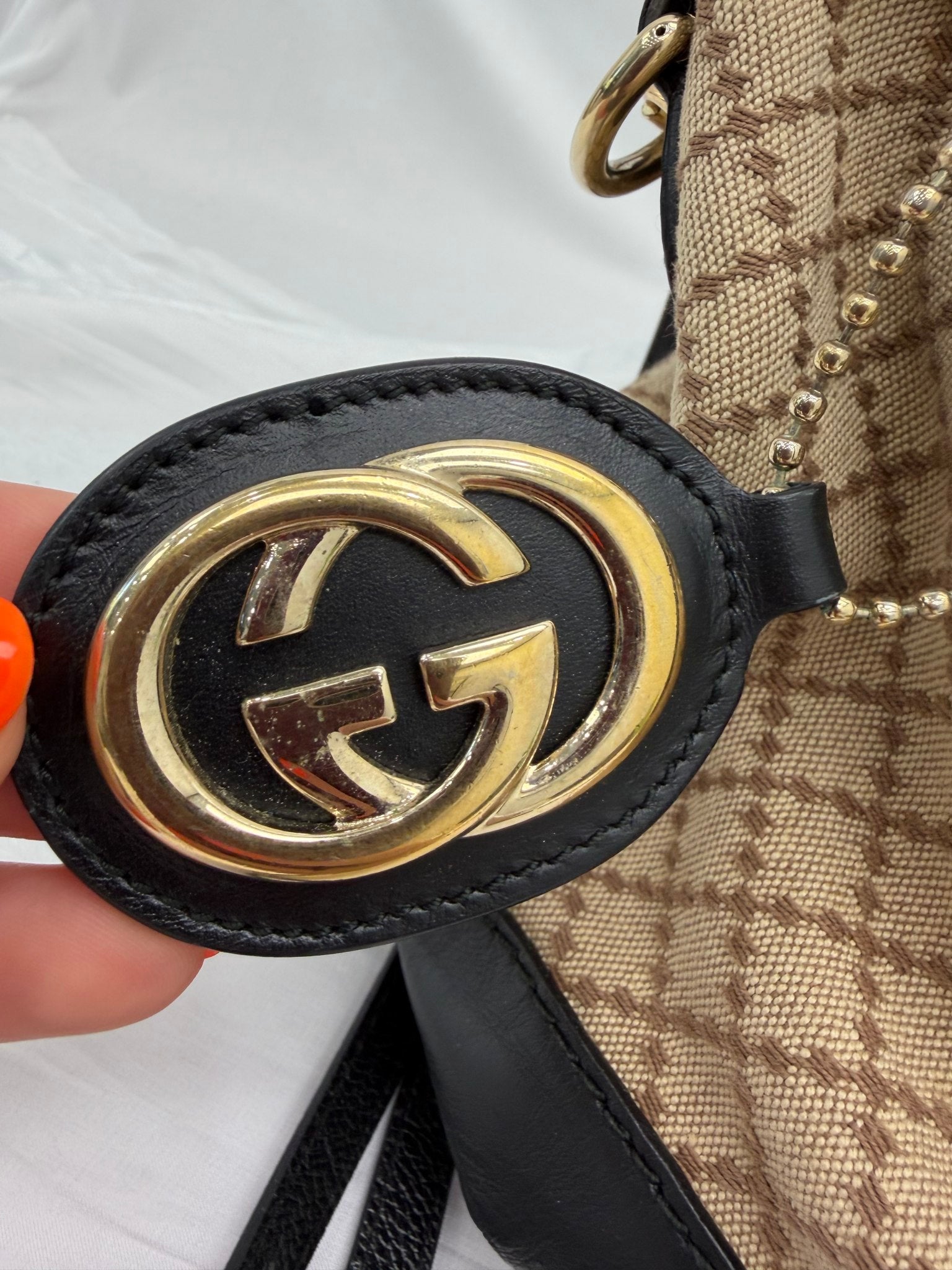 Gucci Beige Diamante Canvas Sukey Handbag