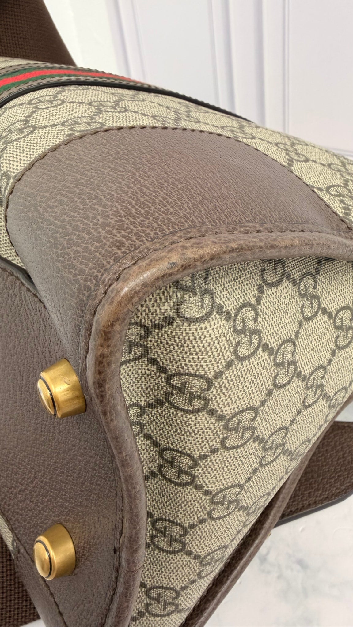 Gucci Supreme Coated Canvas Neo GG Web Duffle Bag
