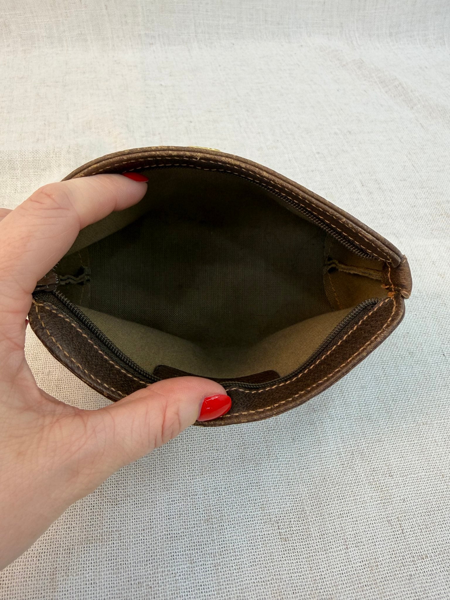 Gucci Brown Coated Canvas GG Supreme Print Cosmetic Pouch