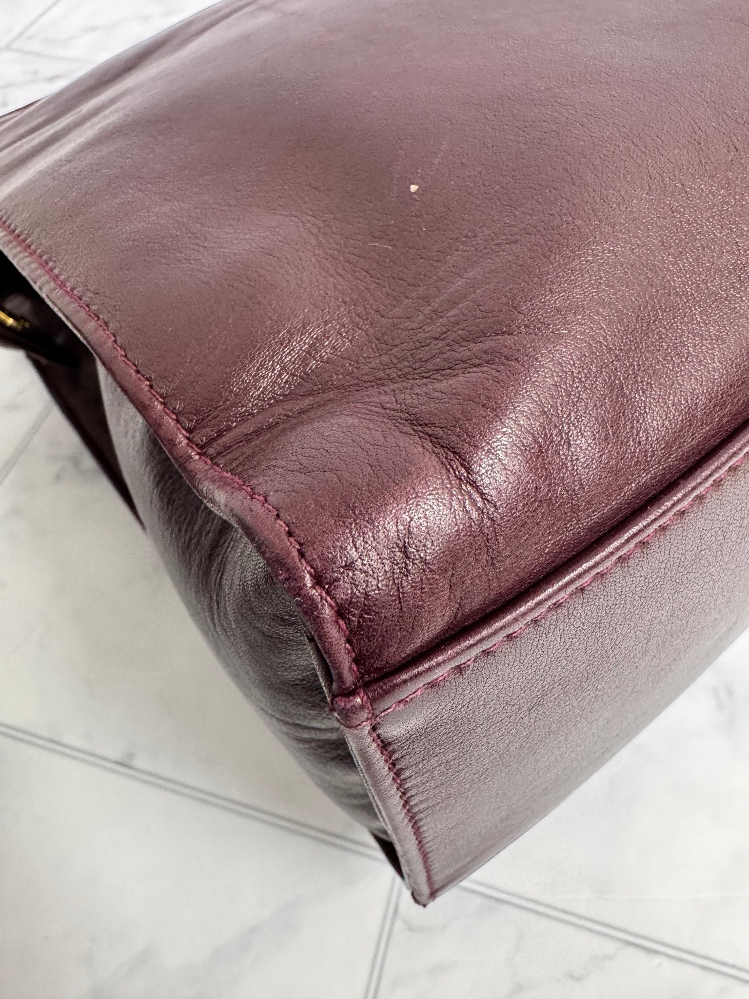 Chanel Burgundy Leather Shoulder Tote Bag