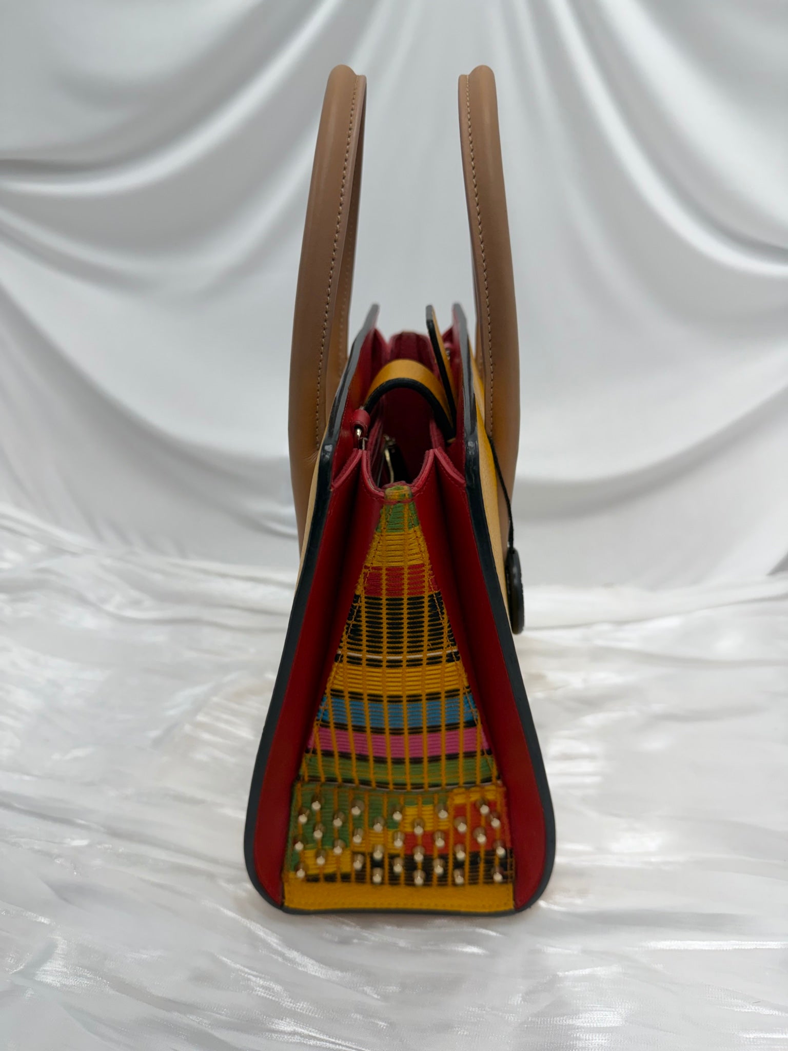 Christian Louboutin Yellow Leather & Textile Small Paloma Handbag