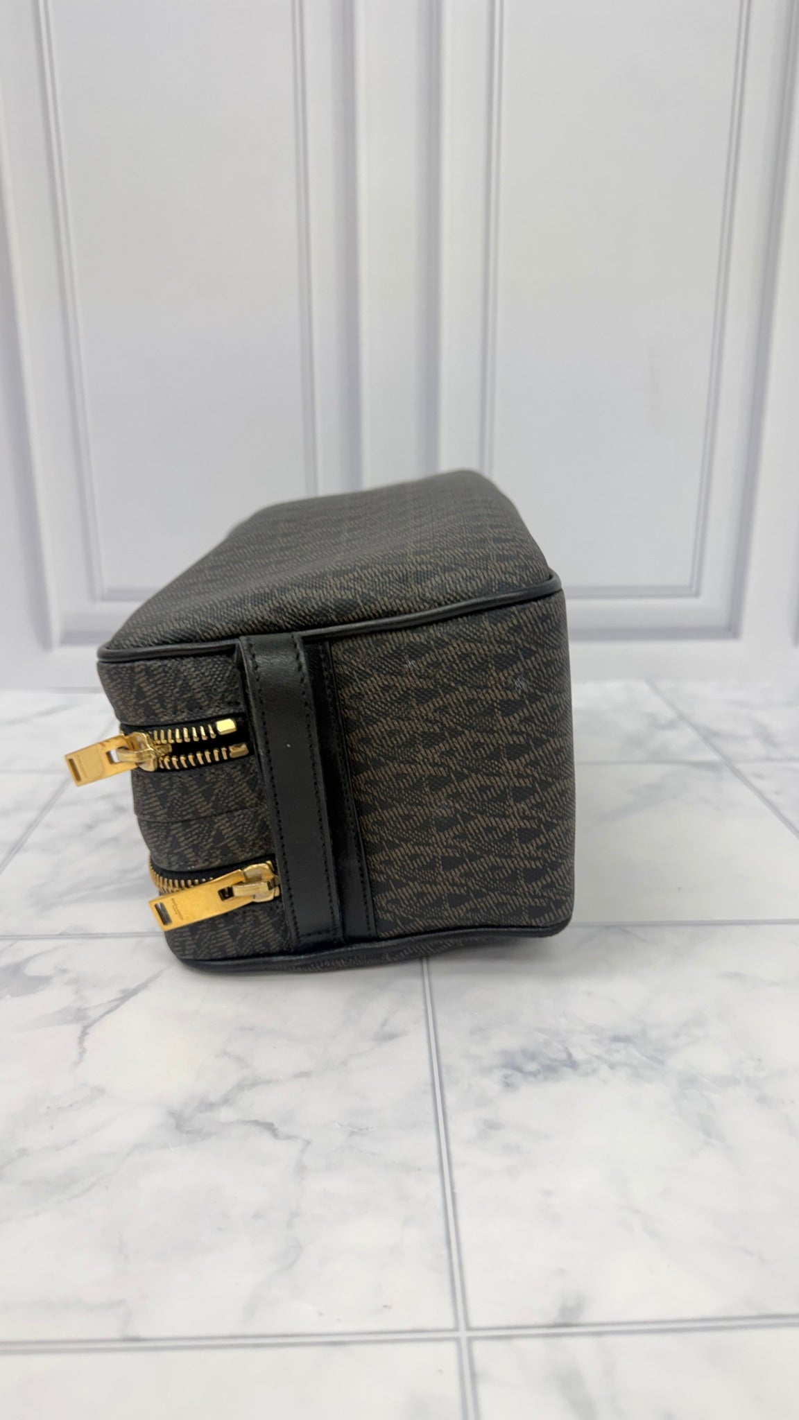 Saint Laurent Saint Laurent YSL Brown And Black Canvas Toiletry Bag