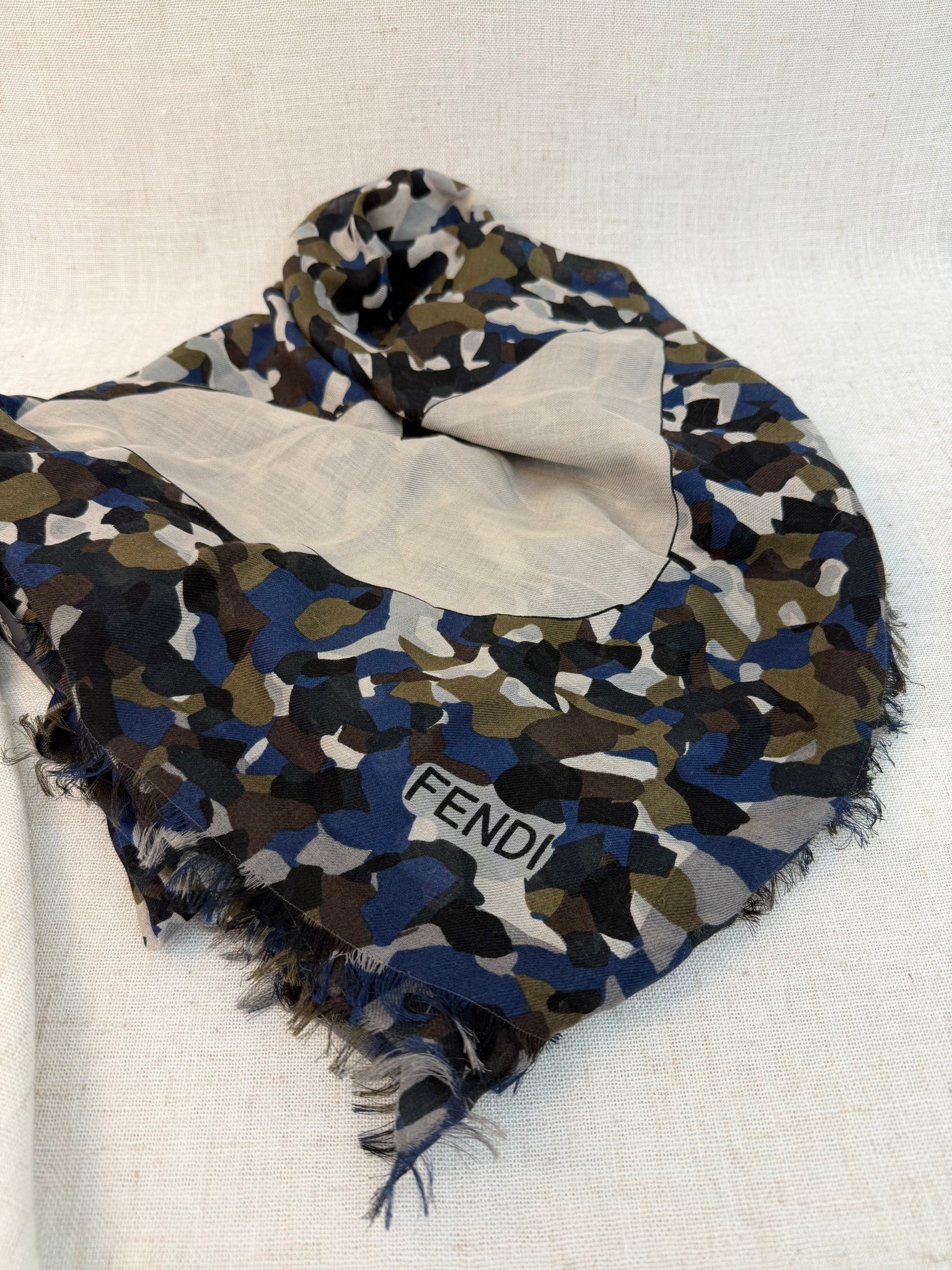 Fendi Multicolor Camo Print Monster Scarf