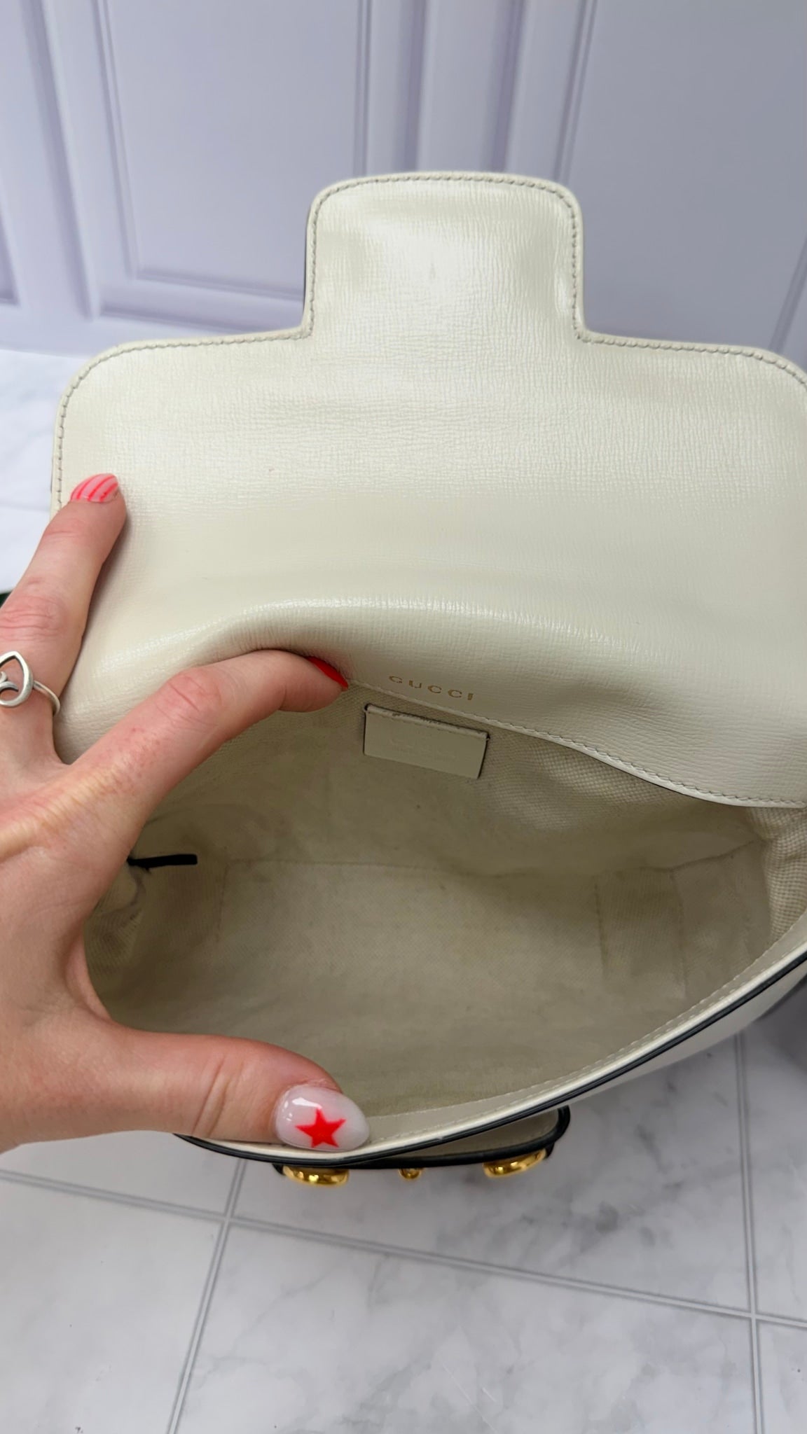 Gucci Ivory Leather 1955 Small Horsebit Crossbody