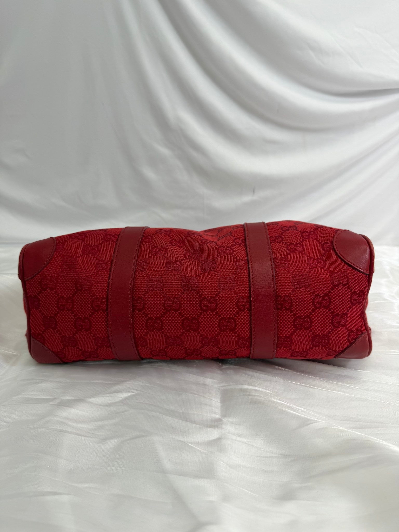 Gucci GG Red Canvas Small Boston Bag