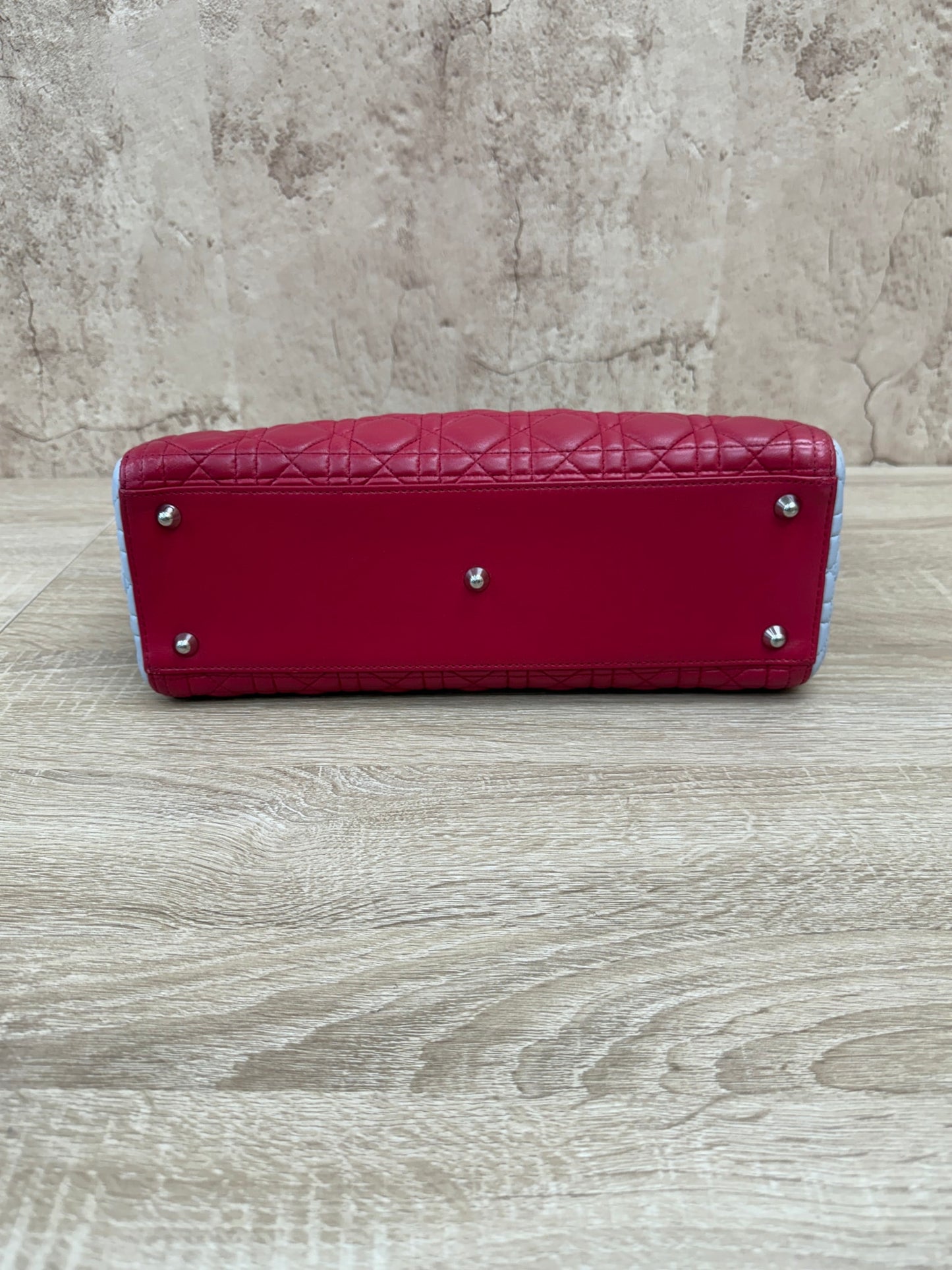 Christian Dior Blue & Red Lambskin Cannage Lady Dior