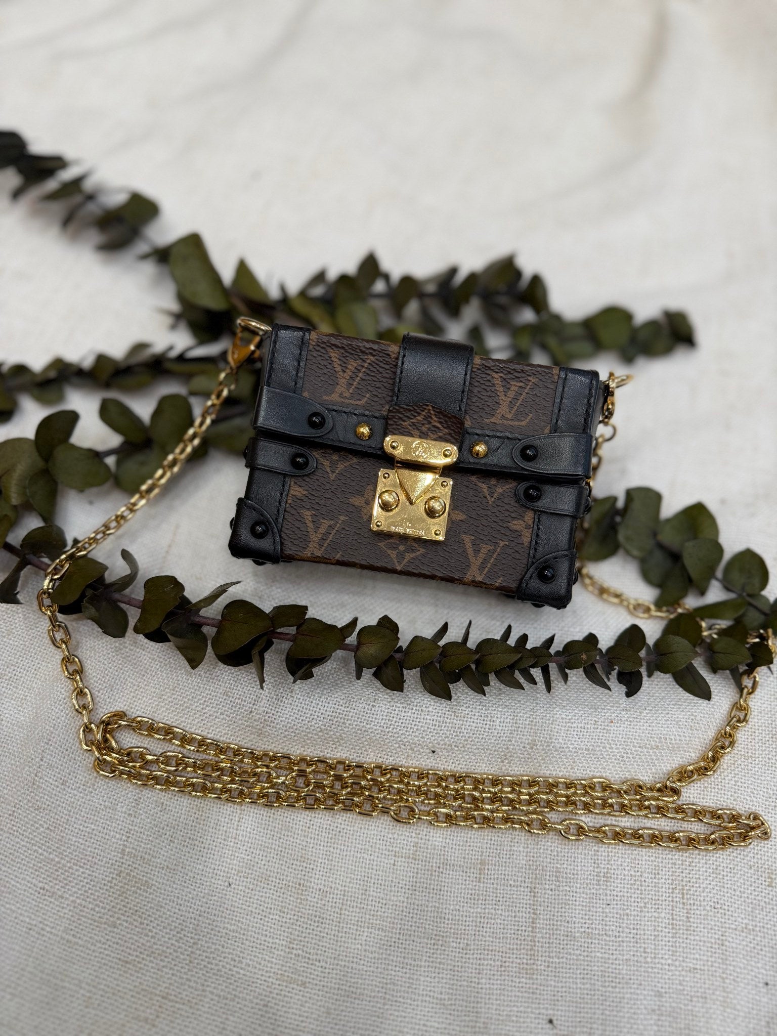 Louis Vuitton Monogram & Black Mini Essential Trunk Chain Bag