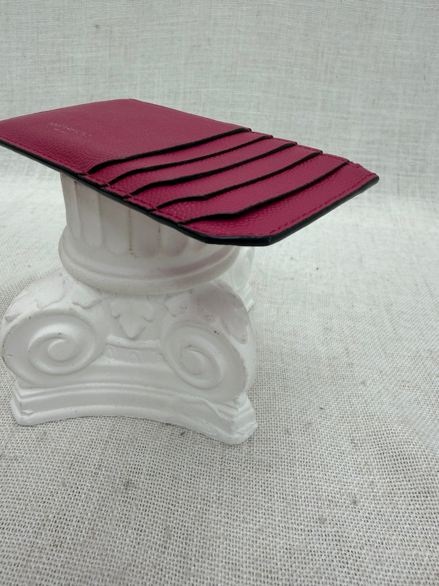 Saint Laurent YSL Pink Pebbled Leather Card Case