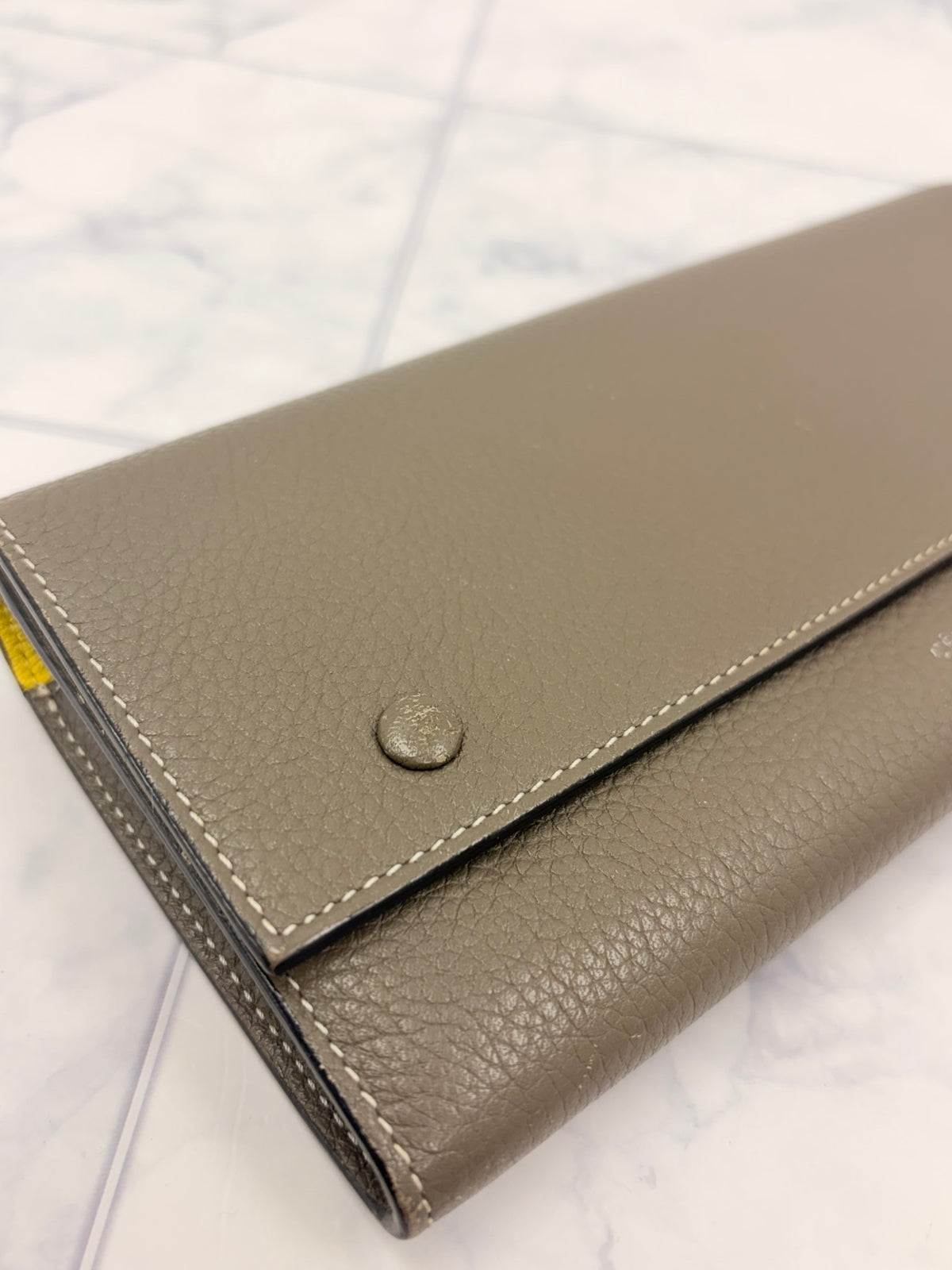 Celine Taupe Leather Large Flap Long Wallet