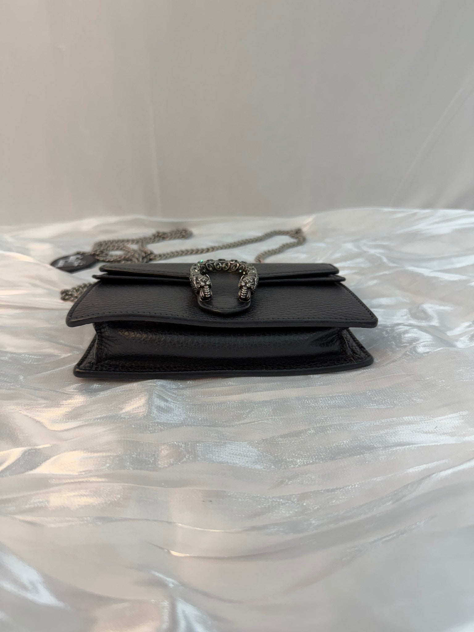 Gucci Black Leather Super Mini Dionysus Bag