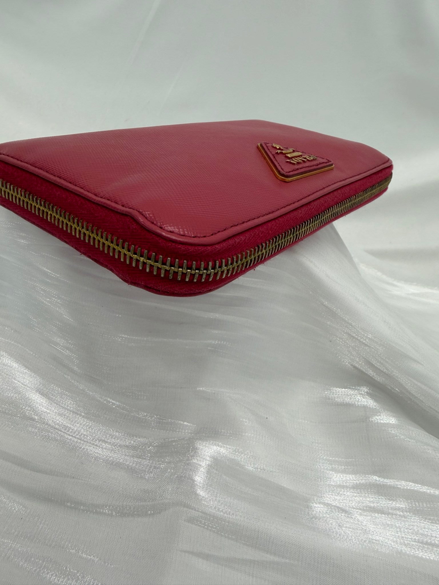 Prada Pink Saffiano Leather Zippy Wallet